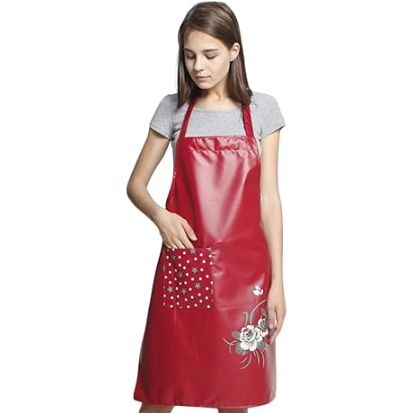 Waterproof Vinyl Kitchen Apron with Pocket for Cooking Washing