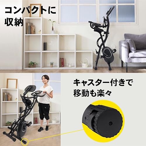 【MONOQLOベストバイ受賞】STEADY フィットネスバイク エアロバイク 家庭用 静音 折り畳み Designed in Japan 独自開発の非接触式airホイール サイクリングマシン 16枚目
