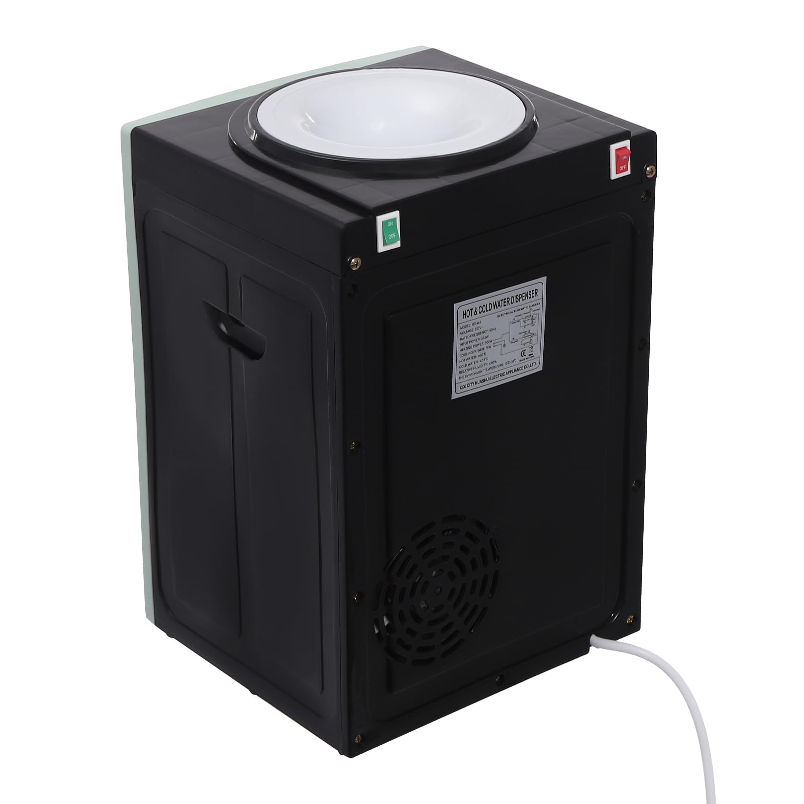 Dispensador de agua caliente eléctrico, 24 x 24 x 36 cm, cubo aplicable de 4,5 a 18,9 L, agua caliente/fría, doble caño, diseño de entrada de agua, dispensador de agua caliente y fría