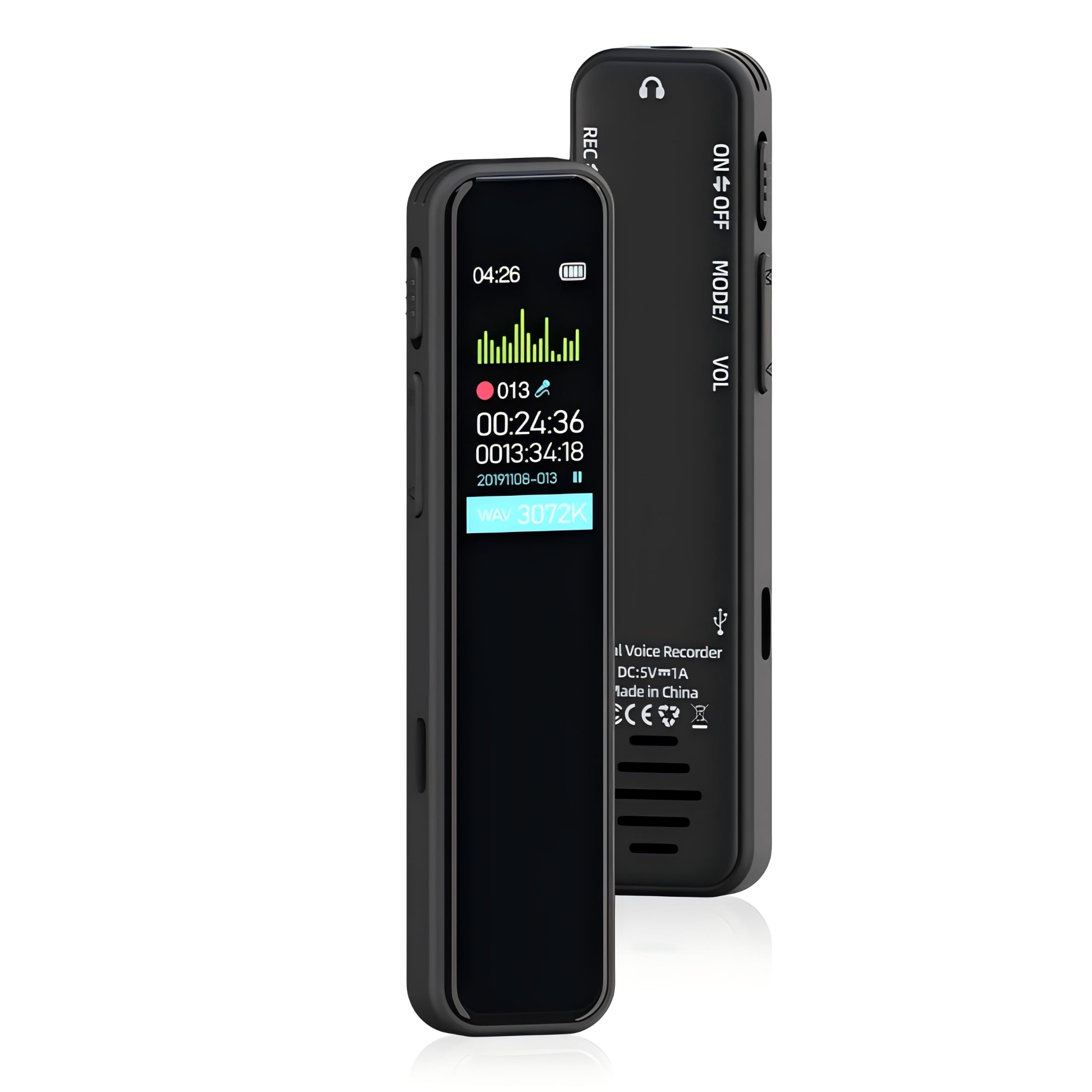 Grabadora de Voz Espía, Memoria de 64 GB, Recargable por USB, con Control por Voz, con Reproductor MP3 Grabadora Voz, para Grabadora de Audio de Cursos, Reuniones y Entrevistas（10 * 2 * 1）