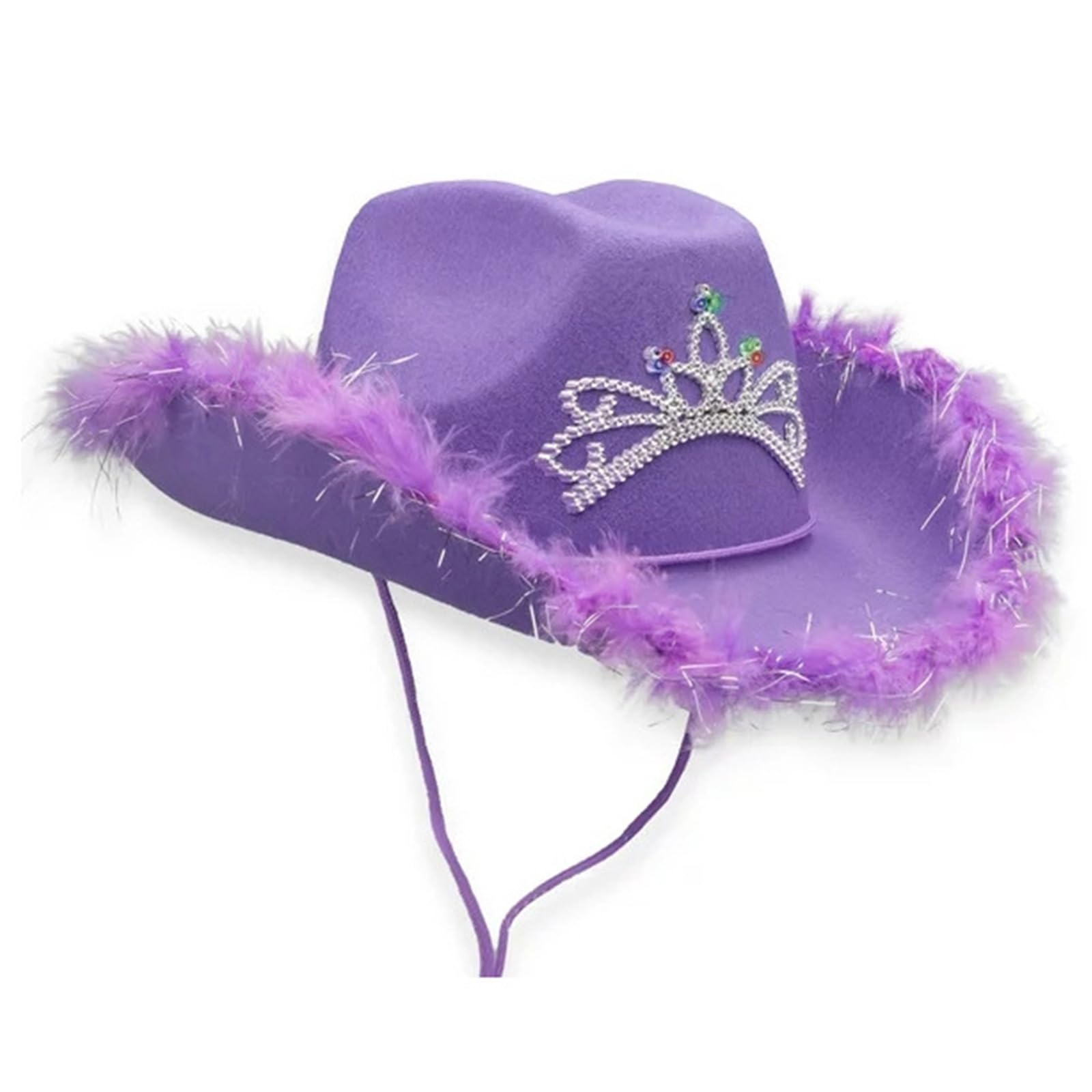 Fashion Cowboy Hat For Bridal Bridesmaids Elegant Furry Brim Cowboy Hat Party Costume Halloween Party Head Accessories Western Cowgirl Hat Adjustable Back Strap Hat Unisex Hat