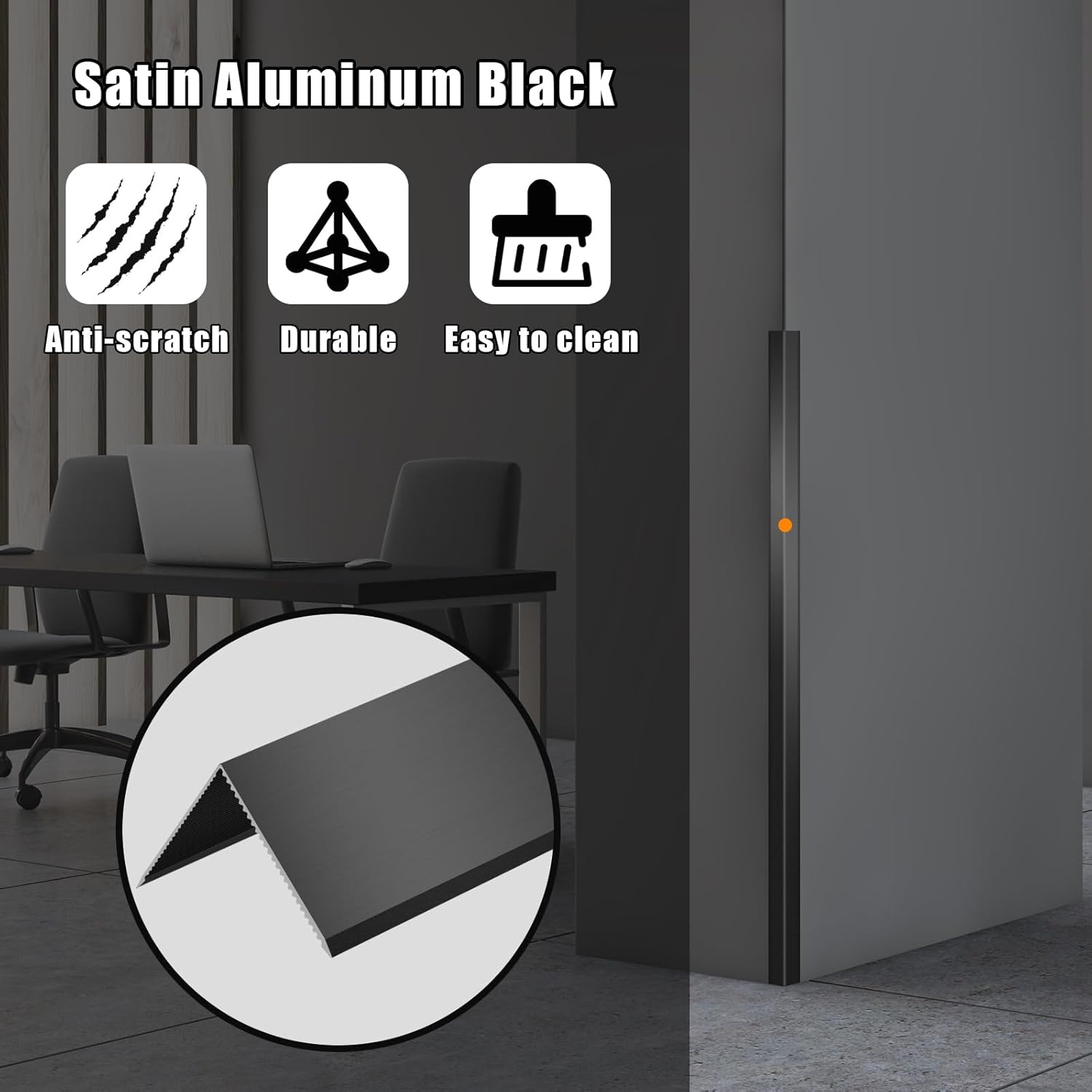 Aluminum Alloy Black Corner Guards 6PCS Thickness Wall Corner Protectors for Walls Right Angle Corner Protectors Guards L Shaped Metal Protectors 90° Angle, Corner Guards 21Ga (1.6x1.6X48.0 Inch)