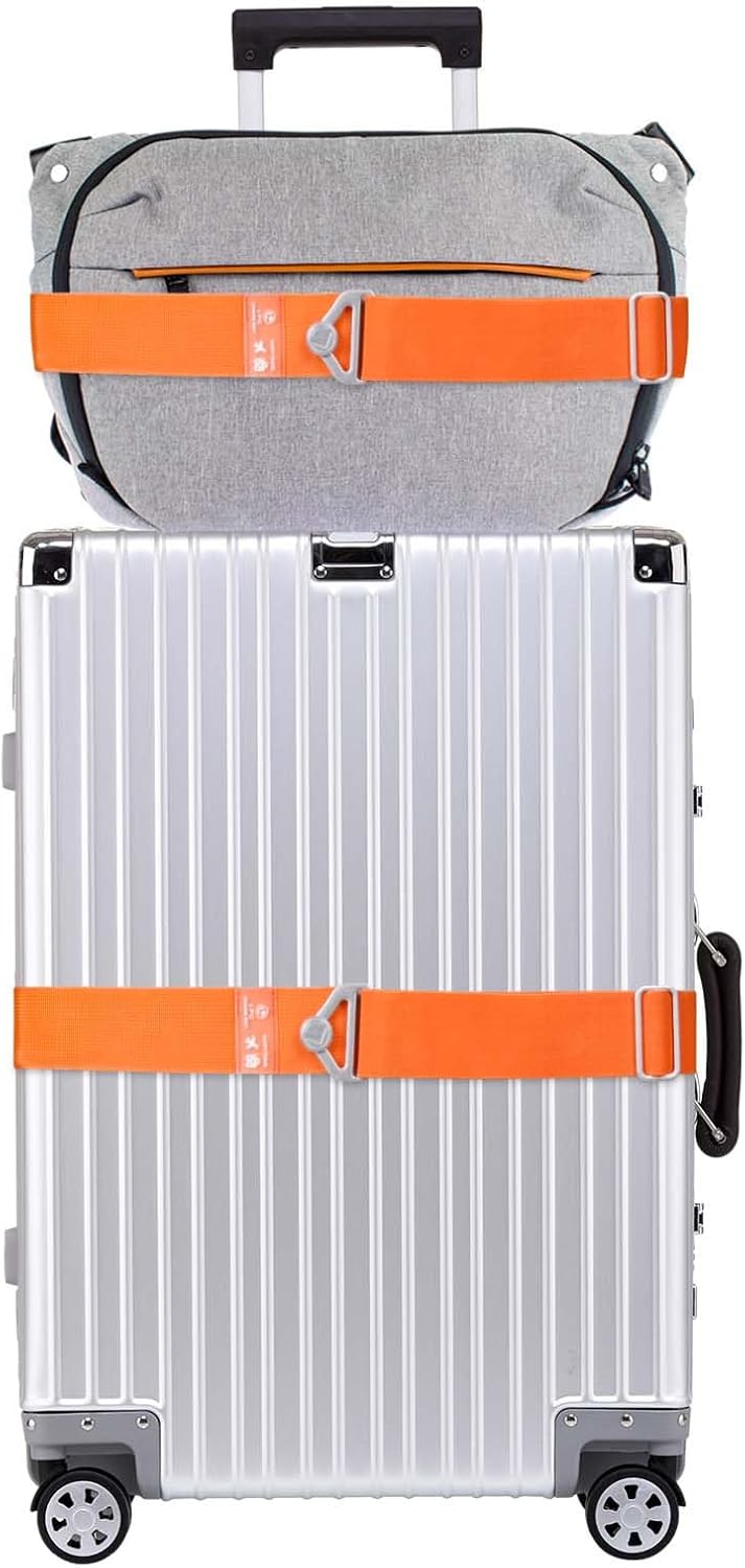 Lapinchen 2 Pièces Ceinture de Voyage pour Valise avec Boucle à Dégagement Rapide, Sangles à Bagages Larges et Ajustables pour l’emballage, Accessoires de Voyage (Orange)