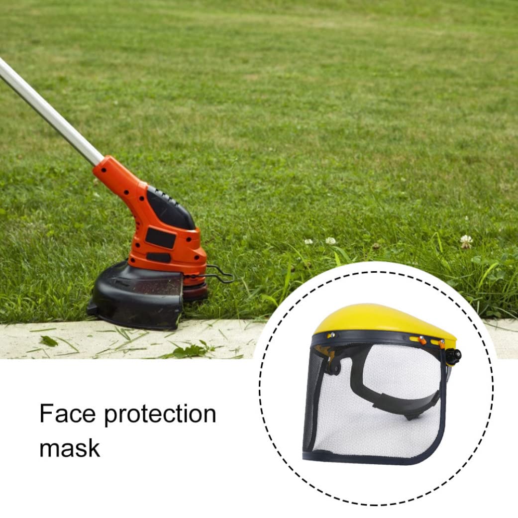 Visera de seguridad de malla amarilla para casco cortacésped forestal