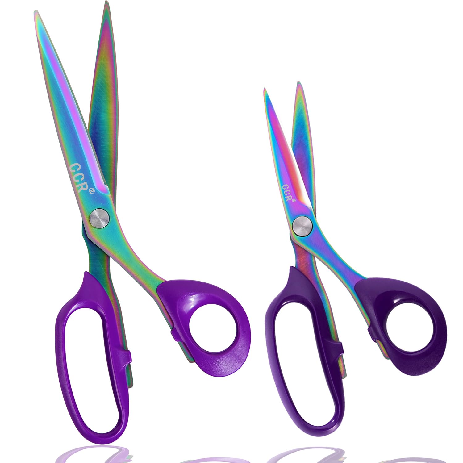Ccr Purple Fabric Scissors,Dressmaking Scissors Heavy Duty Titanium Plated Stainless Steel ，Sewing Fabric Leather Dressmaking Shears Professional Crafting，Set 2 （8Inch+10Inch