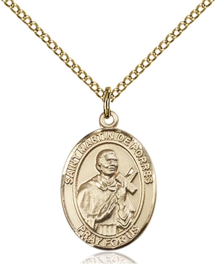 Bonyak Jewelry St. Martin de Porres Hand-Crafted Oval Medal Pendant in 14kt Yellow Gold-Filled