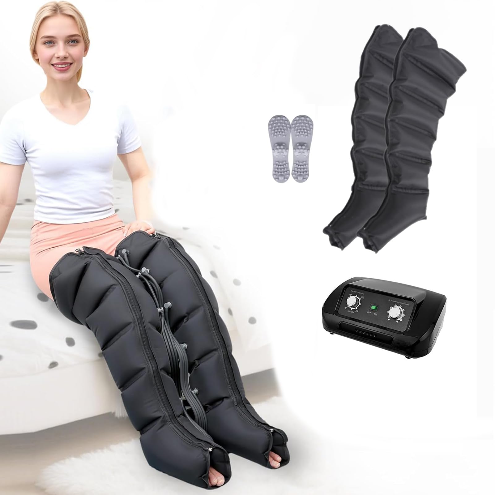 SXSLTSA Pressotherapy And Lymphatic Drainage, Pressotherapy Machine For Home With 6 Cavity, Compression Boots, Air Compression Massage Boots For Circulation, Lipedema Legs Treatment, 0–30 min
