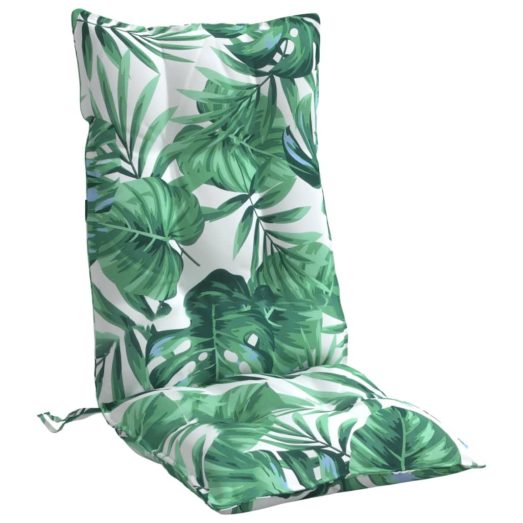 vidaXL Lot de 4 Coussins de Chaise à Dossier Haut, Galette de Siège Imperméable, Coussin d'Extérieur Anti-Glissement Jardin Terrasse, Modèle de Feuille