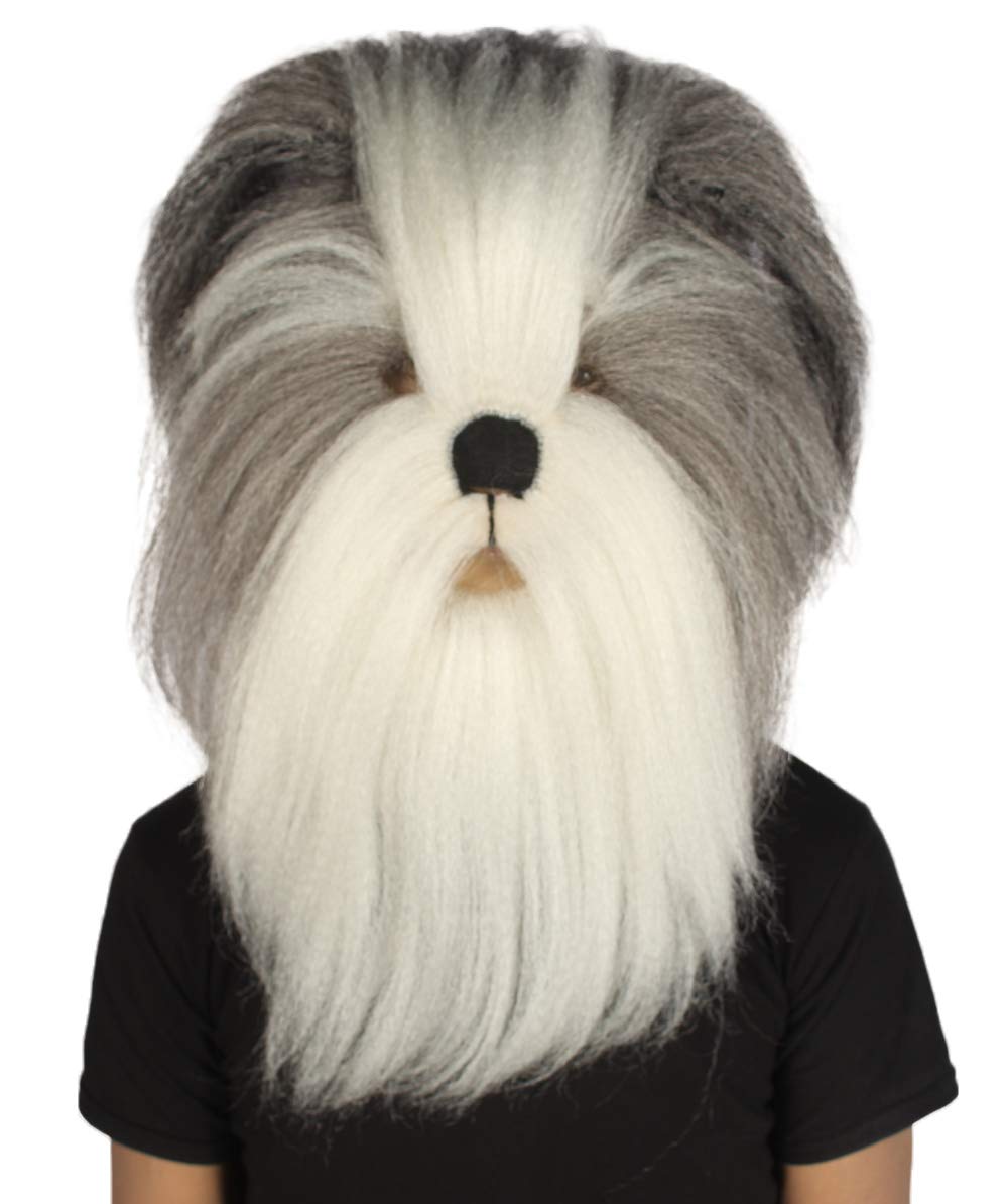HPO Furry Dog Collection | Men's White and Grey Straight Furry Dog Cosplay Wig & Mask HM-1380 (Adult)