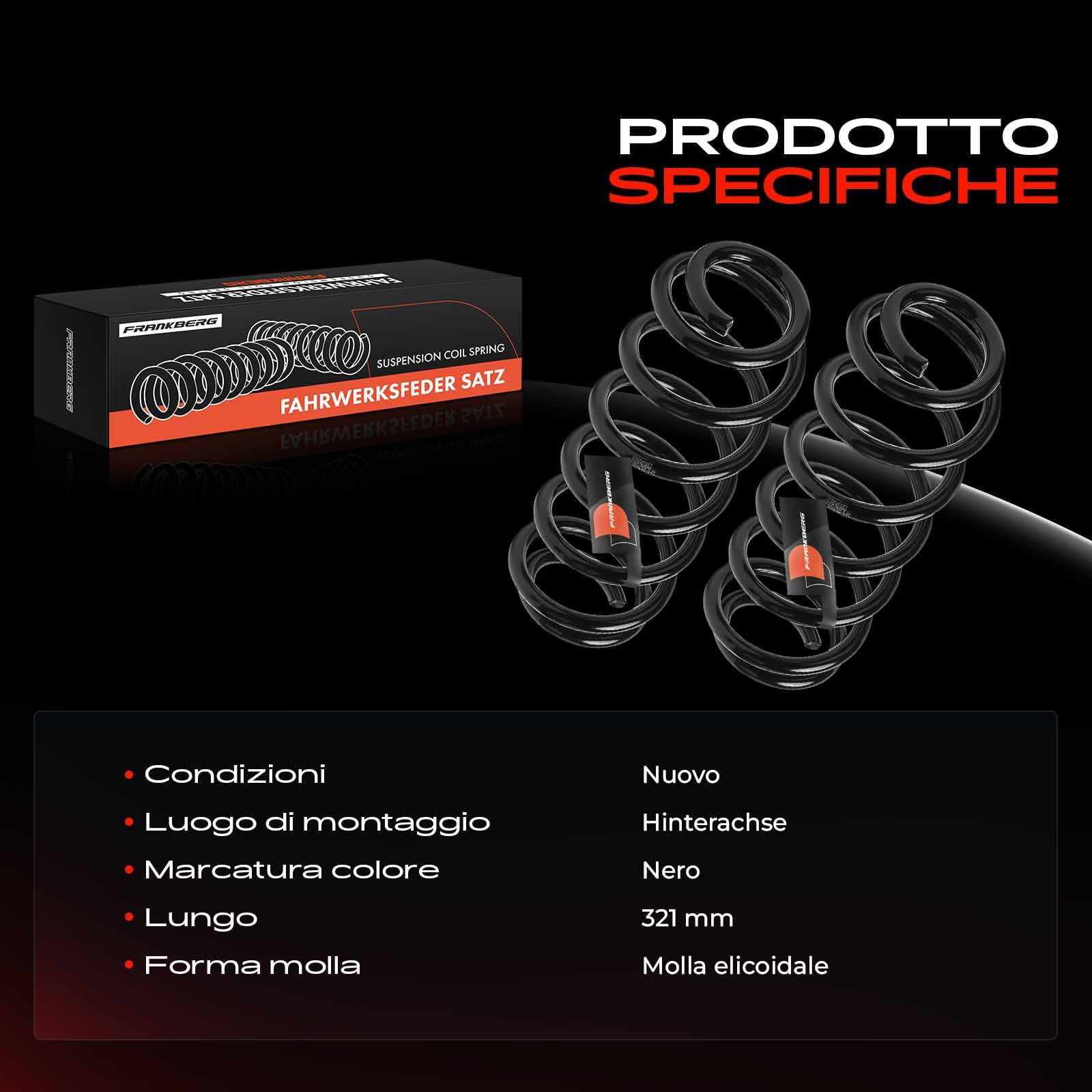 Frankberg 2 molle per sospensioni assale posteriore RH6782 | Compatibile con: Golf V 1K1