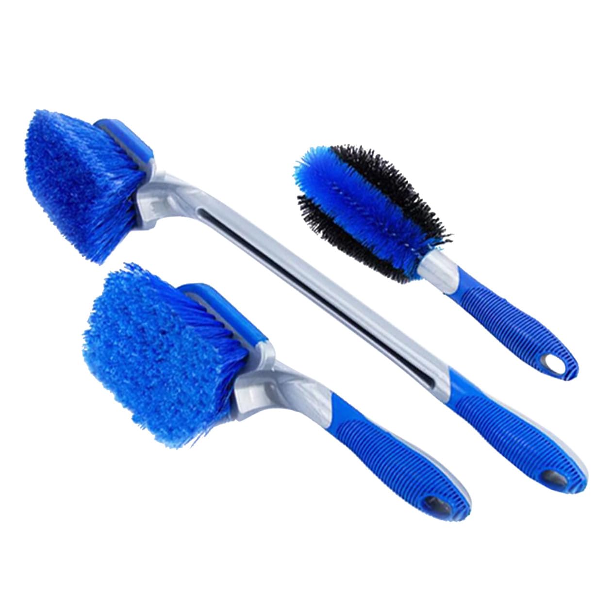 Alipis 3 Stück Felgenreinigungsbürsten mit PVC und Pp Borsten, Blau | 1 Kurzer Felgenreiniger, 1 Kurzer Reifenreiniger, 1 Langer Reifenbürste, Flexibles Bürstenset für Haus und Werkstatt