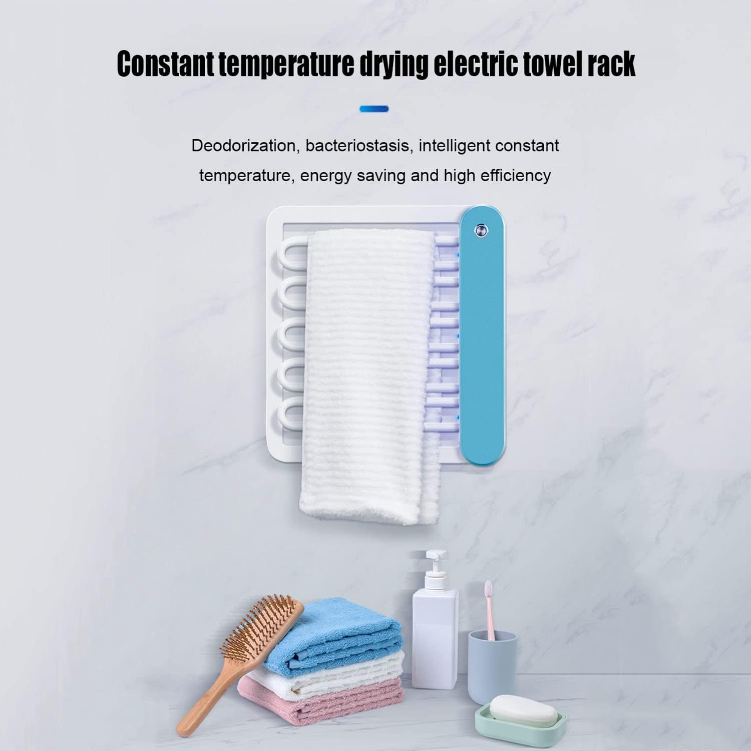 Electric Towel Warmer with Temperature Control Wall-Mounted Large 12 Bars Towel Racks Stainless Steel Round Heating Bath Towel Warmly and Dry