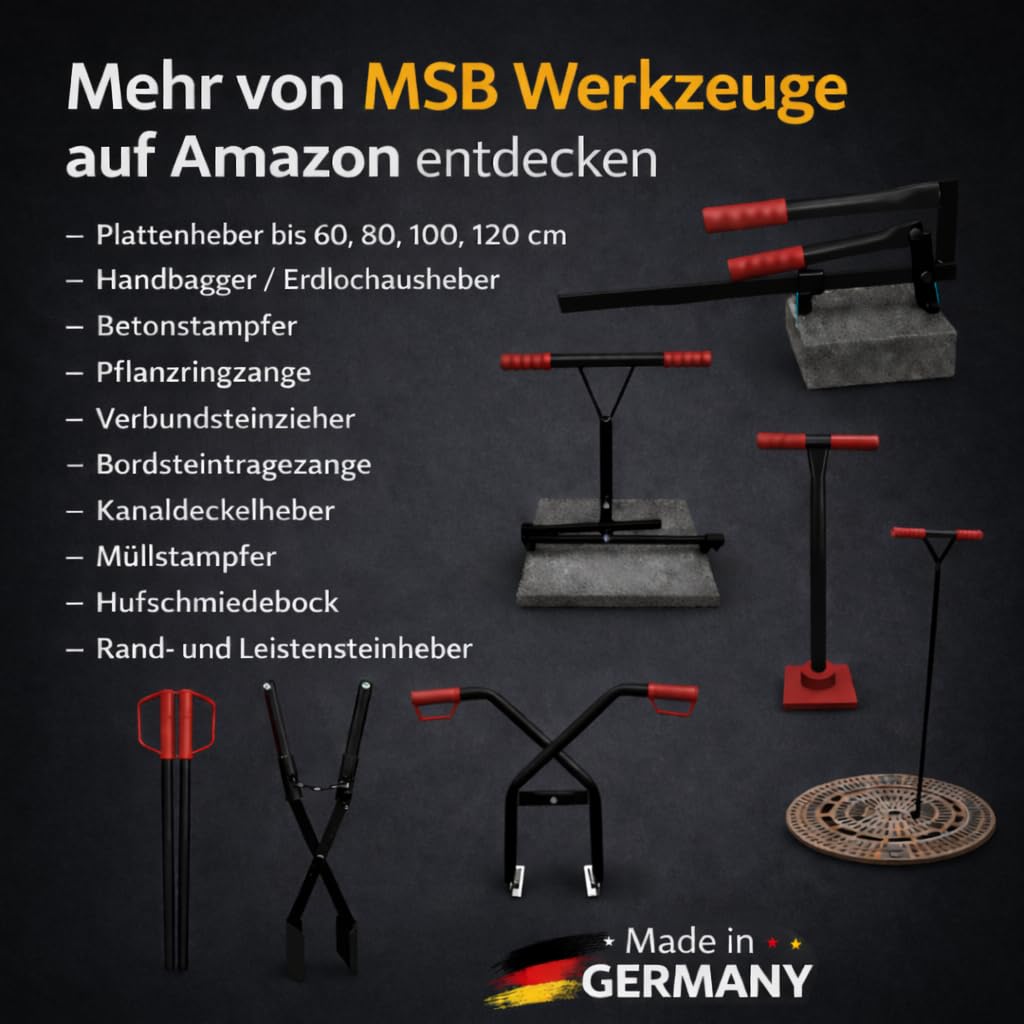 M.SB Plattenheber "Exzenter mit Winkeln" von 40-120 cm bis 100 kg, stabile Ausführung, Tragezange, Plattenträger, Steinträger 360°