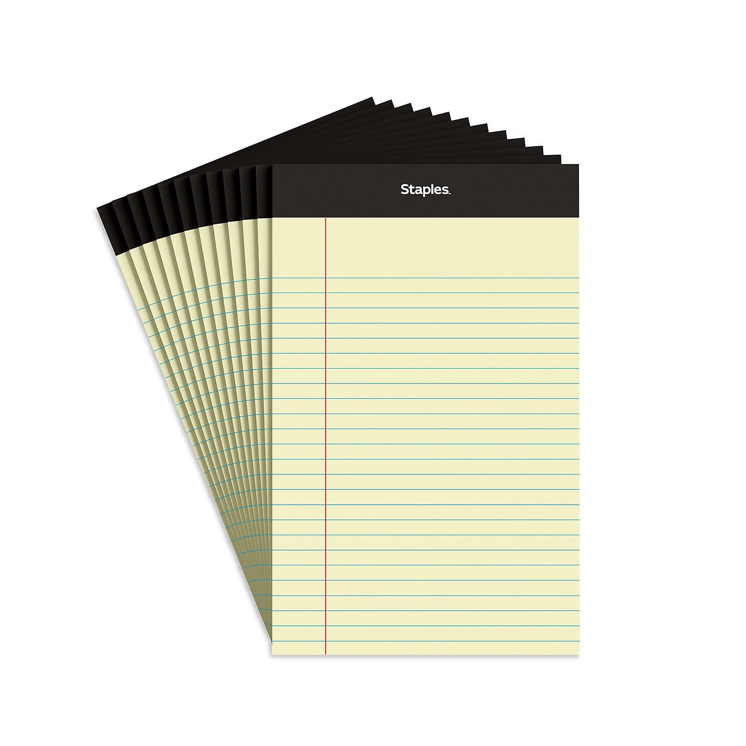 STAPLES 163832 Notepads 5Inch X 8Inch Narrow Canary 50 Sheets/Pad 12