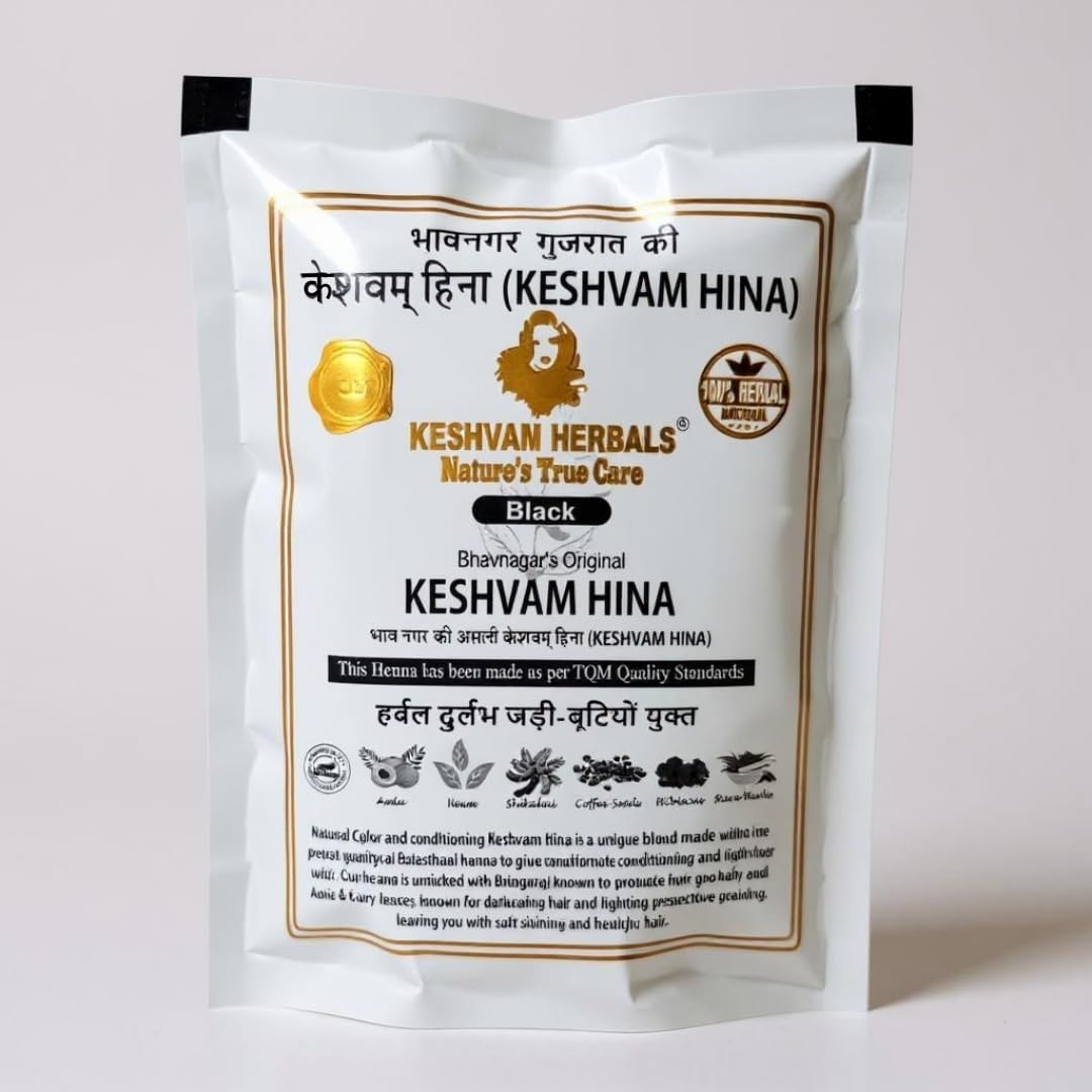 Keshvam Herbals natural Black Mehndi (Pack of 2) 50 gms Original Bhavnagar Henna Dye for Hair, Ayurvedic-image-45