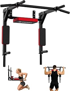 CRYSTAL FIT Multifunctional Wall Mounted Pull Up Bar, Chin Up Bar and Dip Station,