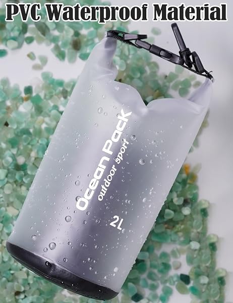 Borsa Impermeabile Mare Sacca Dry Bag da 2L, Zaino Impermeabile con Tracolla e Custodia Impermeabile per Cellulare, per Trekking Nuoto Spiaggia Canoa Barca Bici - 4