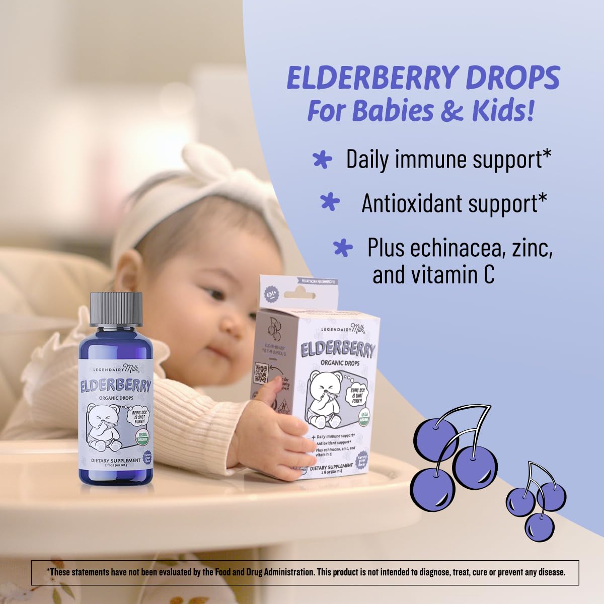 Legendairy Milk Organic Baby Elderberry Syrup Drops, Vitamin C & Zinc 2oz — Amazon image 4