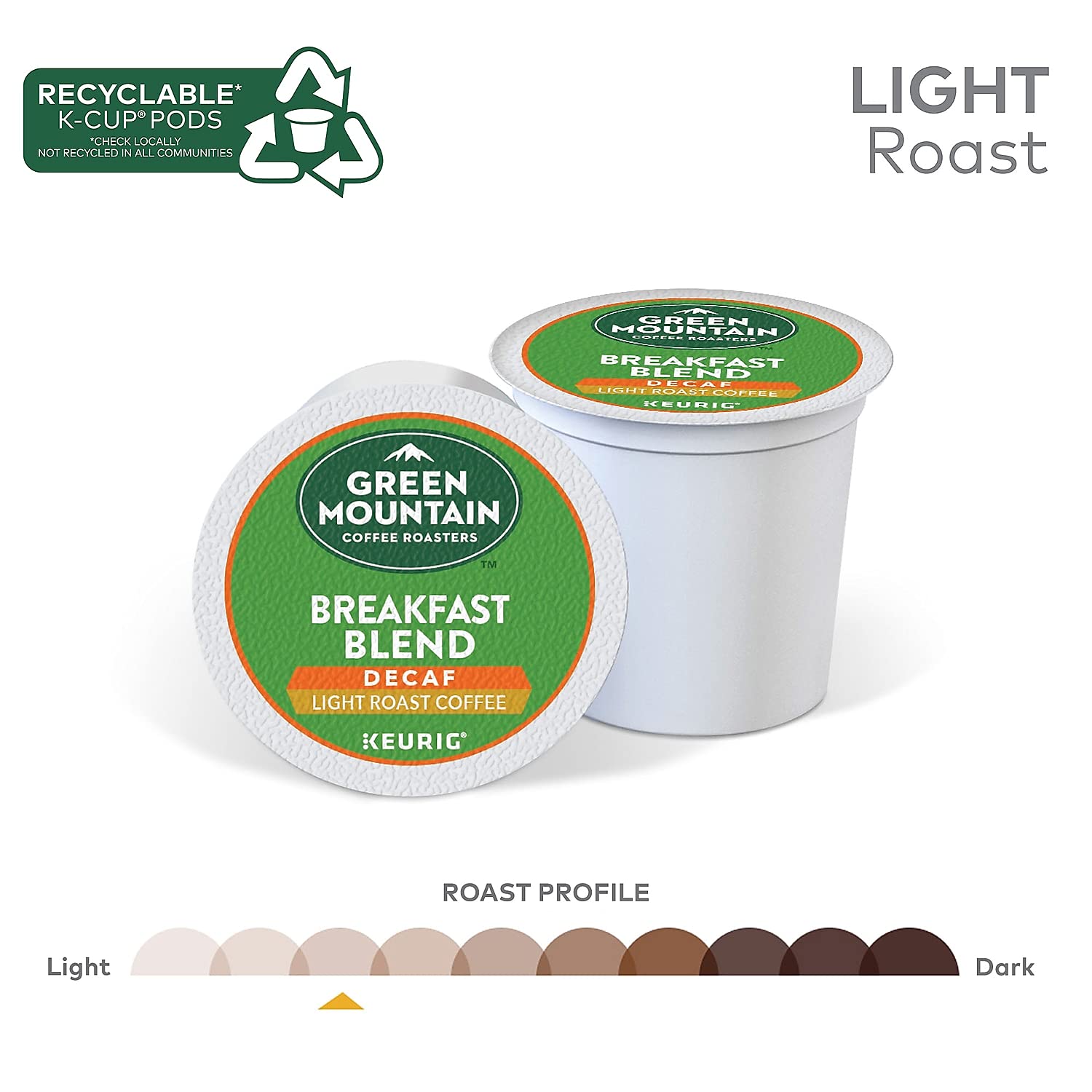 Green Mountain Coffee Decaf Breakfast Blend (Light Roast Coffee), K-Cup Portion Pack for Keurig K-Cup Brewers (Pack of 24)