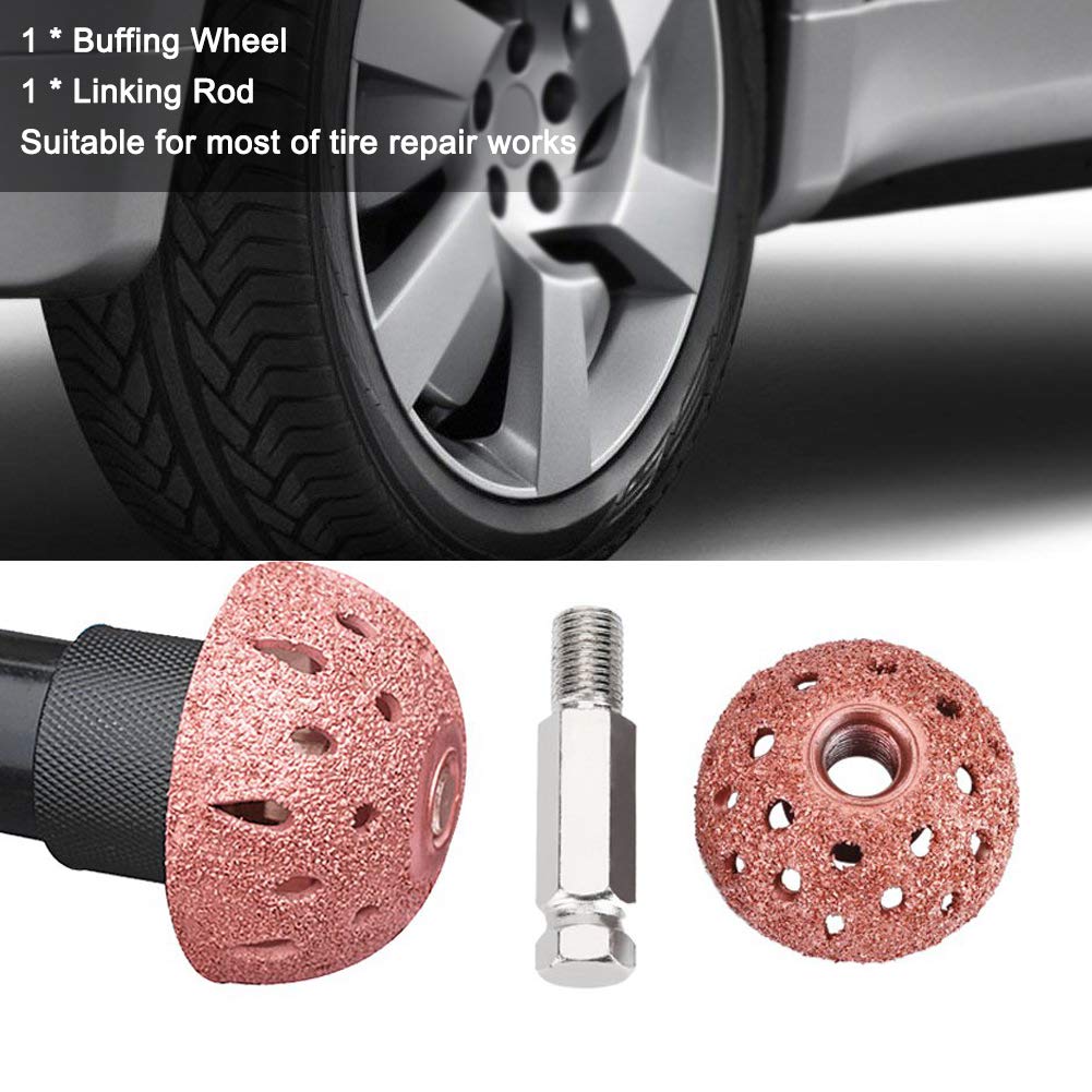 Joyzan Tire Buffer Wheel, Auto Grinder Buffing Grinding Head Patch Roller 38mm Grit Coarse 70 Grid Tungsten Alloy Pneumatic Bowl Type Repair Rotary Speed Tools Linking Rod Truck Interior Abrasiveness
