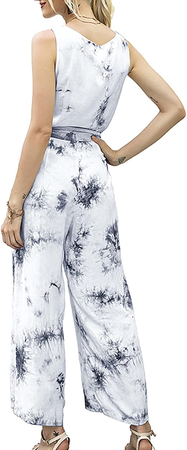 Lu's Chic Women's Jumpsuit Romper V Neck Cami Summer Boho Sleeveless Casual Beach