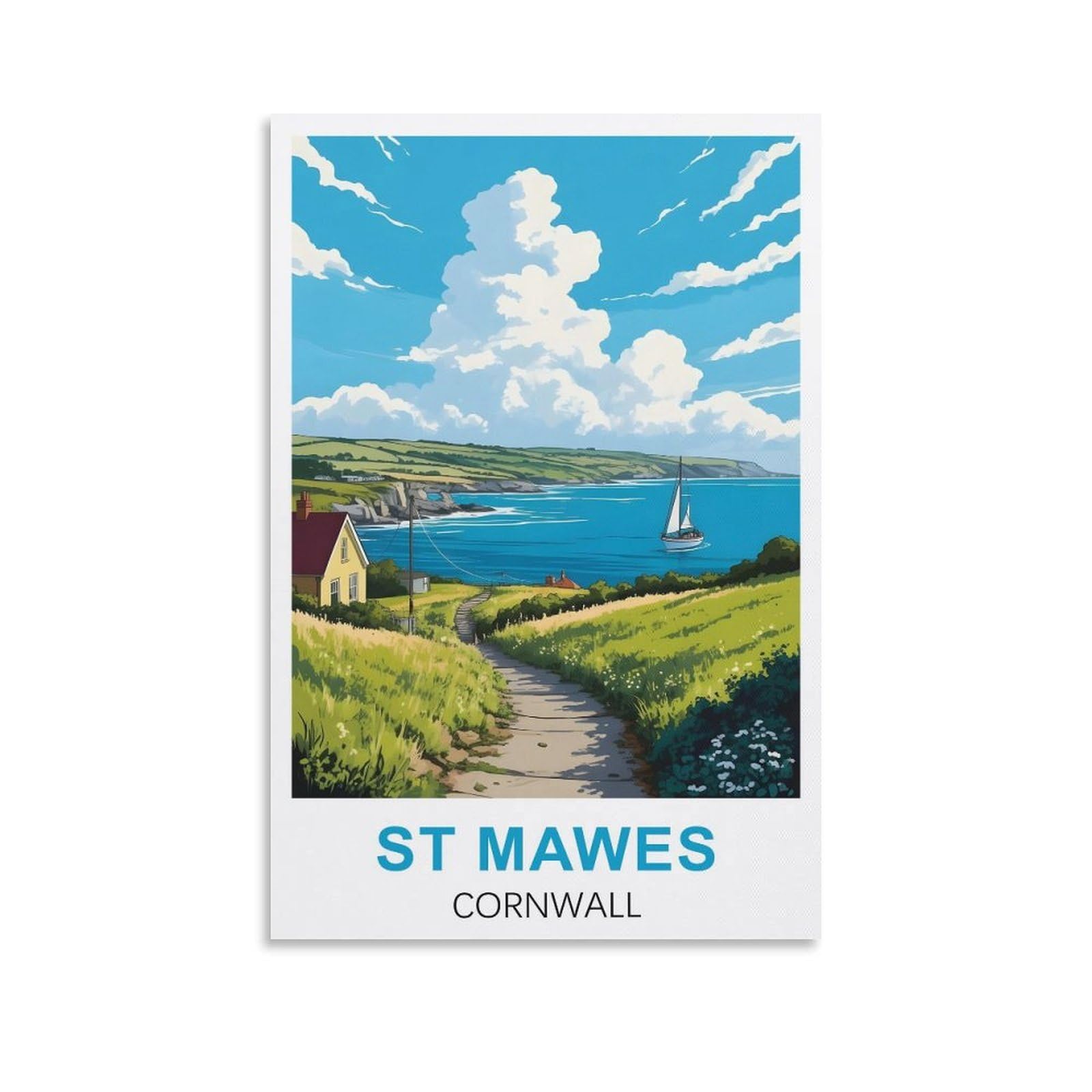EZMLFA 5D Diamond Art Kits Adults,St Mawes Cornwall,DIY Cross Stitch Crystal Rhinestone Embroidery Pictures Craft for Home Wall Deco 40x40cm