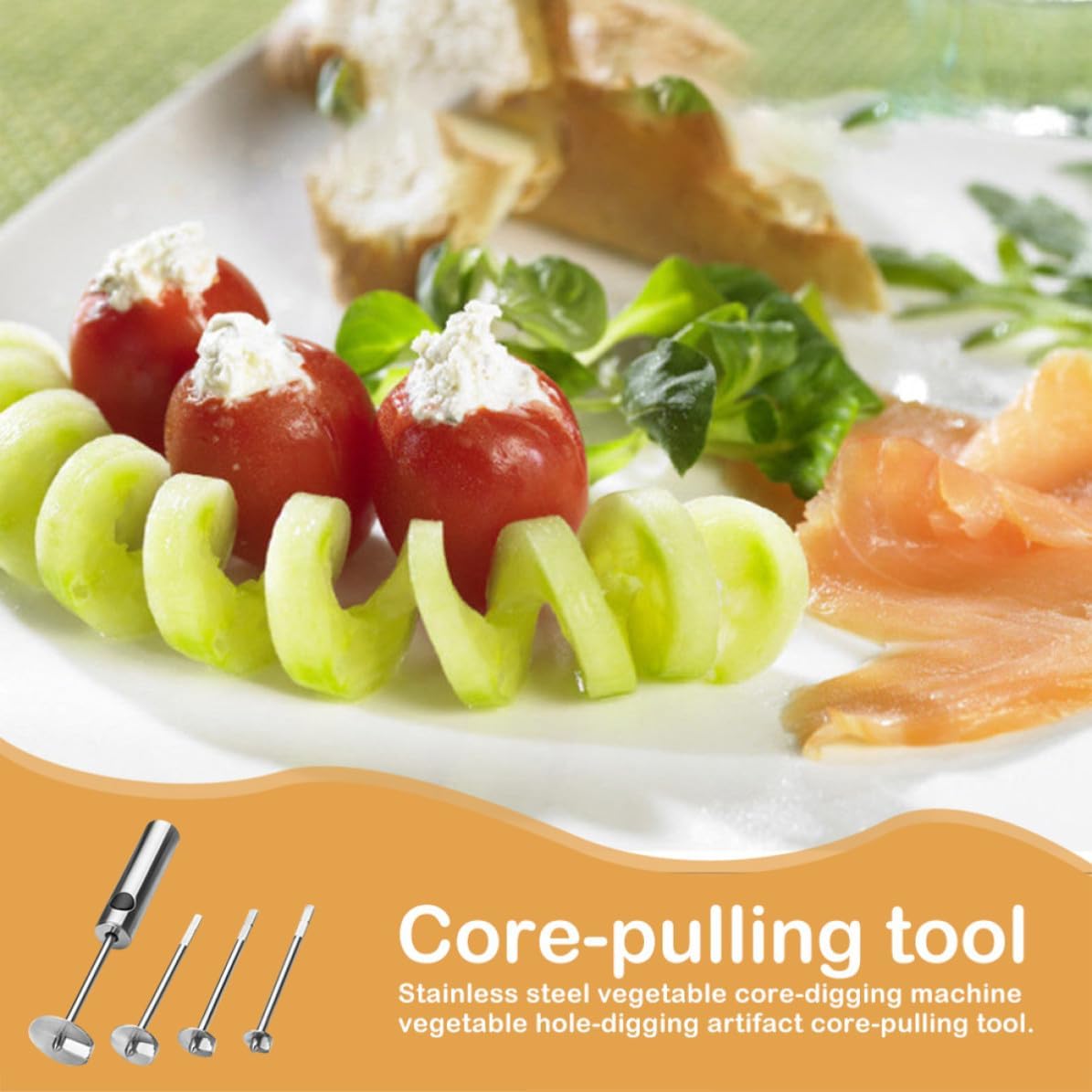 Manual Stainless Steel Multifunctional Corer for Fruit and Vegetables with Fine Workmanship, Sturdy Core Removing Tool for Home and Kitchen Use
