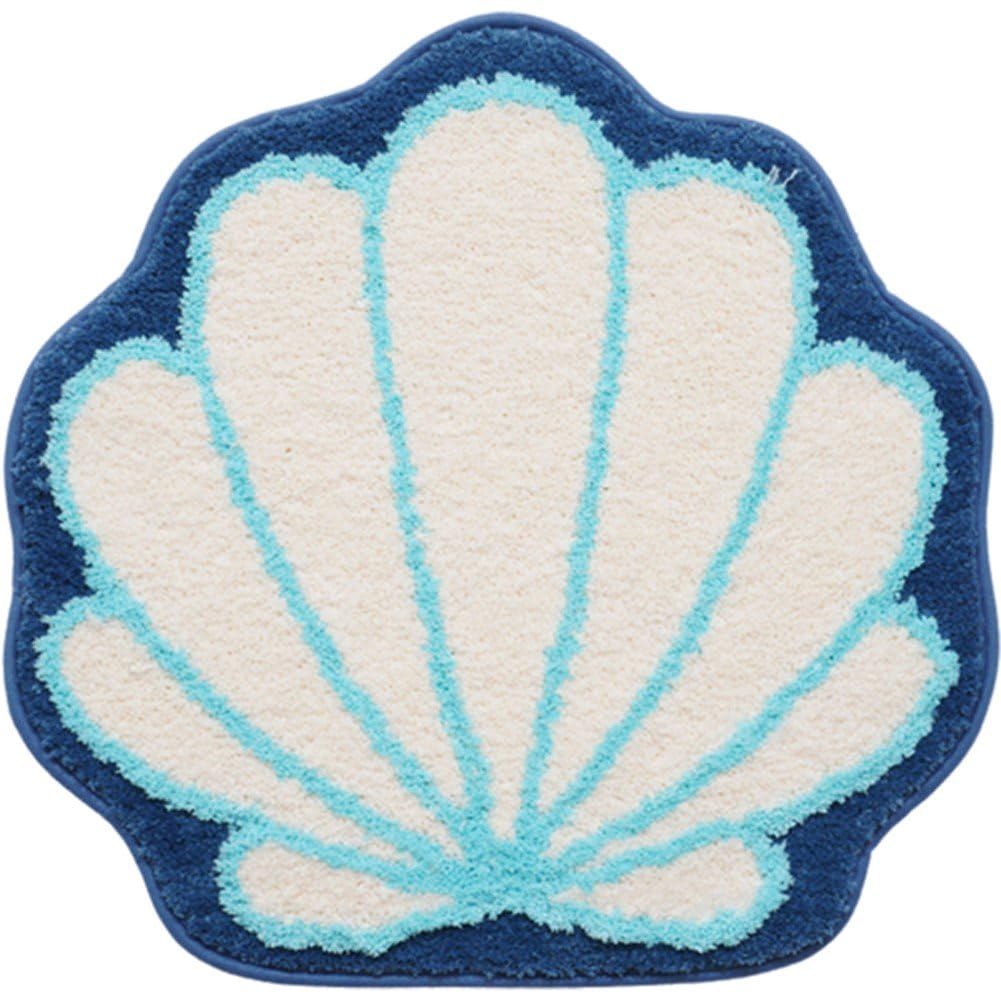 Tapis de douche antidérapant en peluche coquillage absorbant