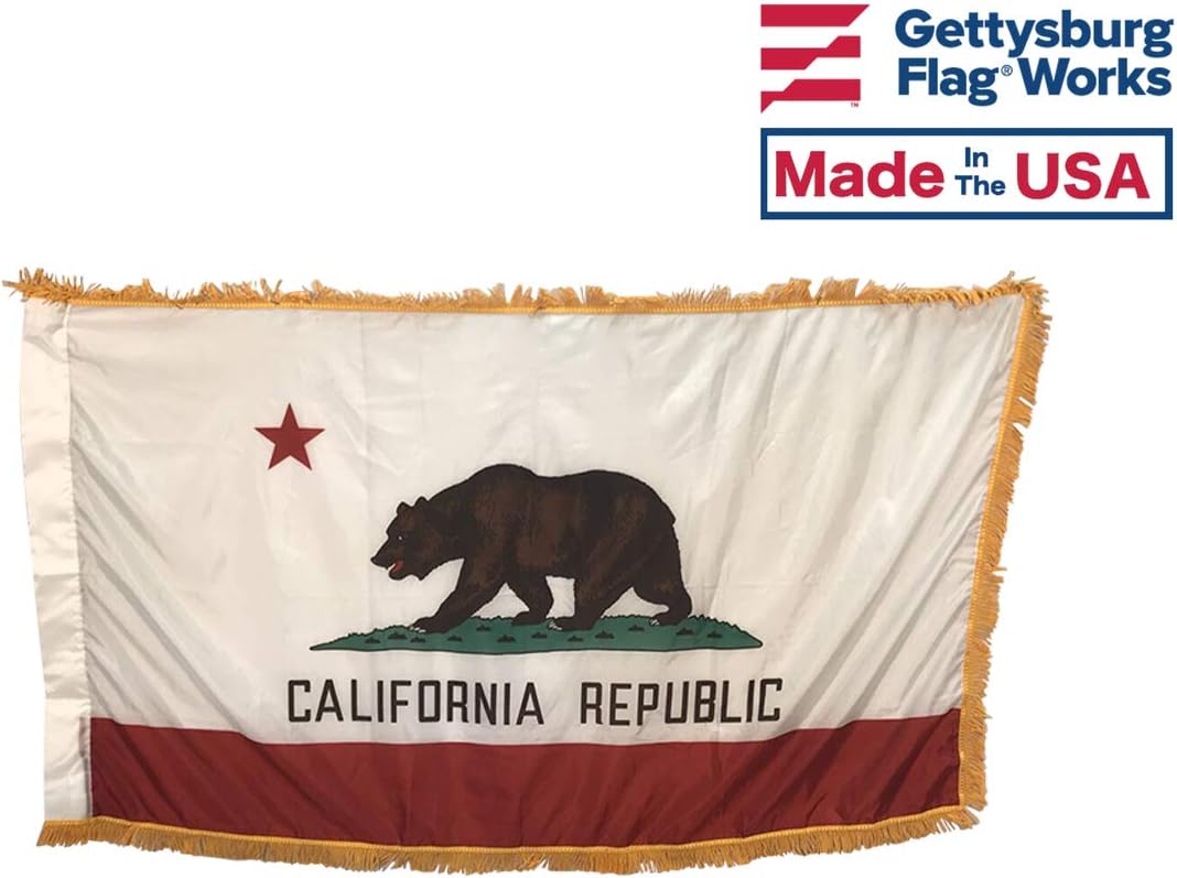 3x5' California State Indoor Flag Set with 3x5' United States Indoor Flag Set - Complete Sets for Display!