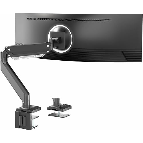 VIVO Premium Aluminum Monitor Arm for Ultrawide Screens up to 49 inches and 33 lbs, Heavy Duty Single Desk Mount, Pneumatic Height, Max VESA 100x100, Black, STAND-V101G1