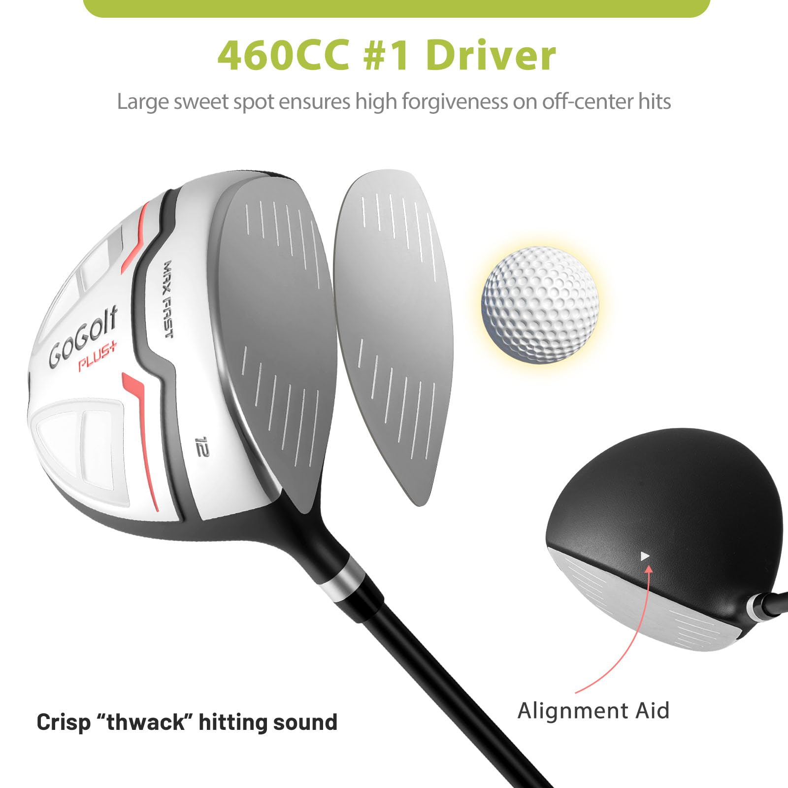LIFEZEAL Set completo da golf da donna, set da 15 mazze da golf con borsa da golf, set di mazze da golf con 460CC #1 Driver, #3 Fairway, ibrido, #5#6#7#8#9#P #S