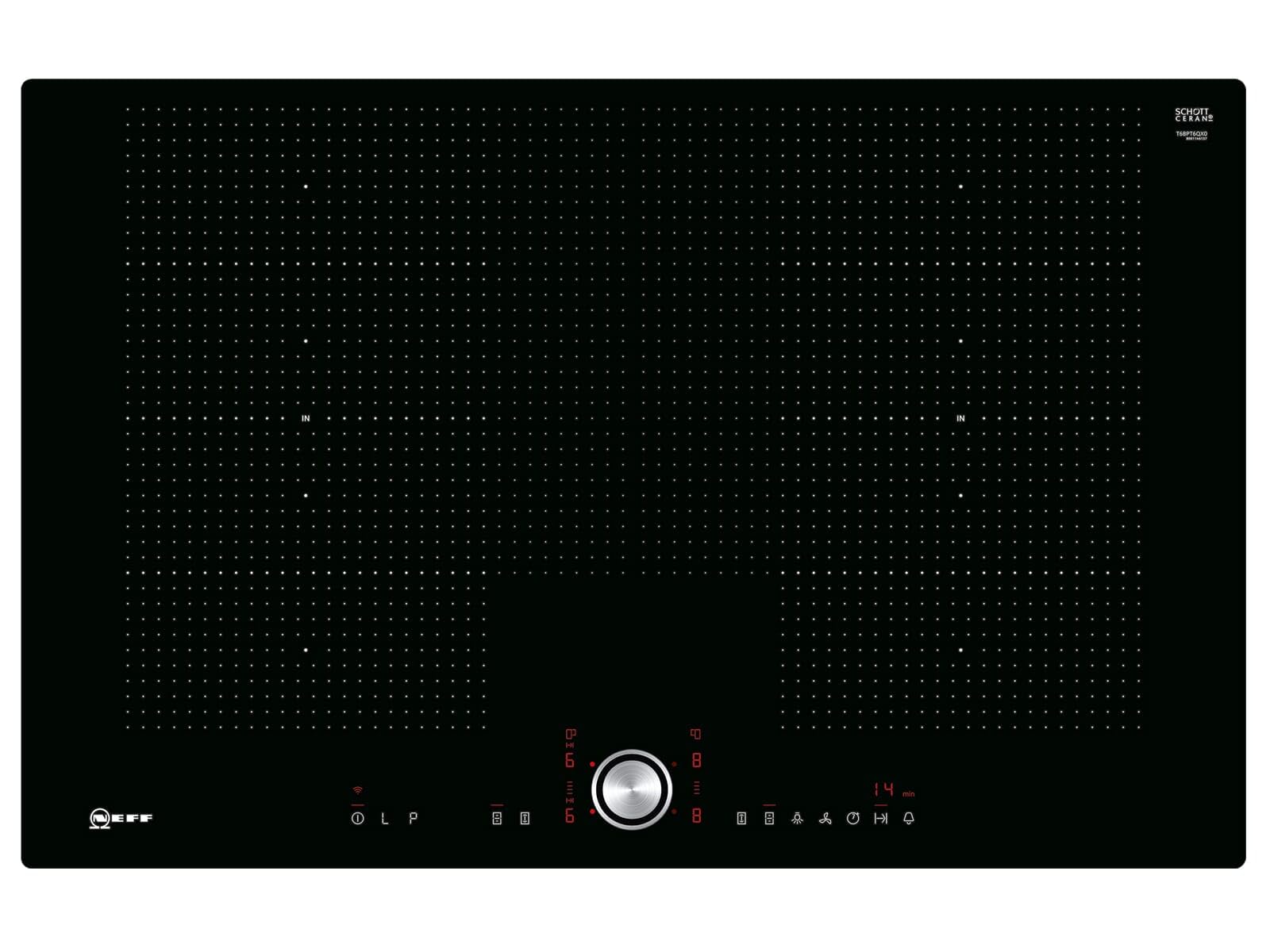 Neff T68PT6QX0 Induktionskochfeld N70 / 80 cm / Autarkes Kochfeld / TwistPad / FlexInduktion / PowerMove / PowerTransfer / Home Connect / Glaskeramik / flächenbündig / Schwarz