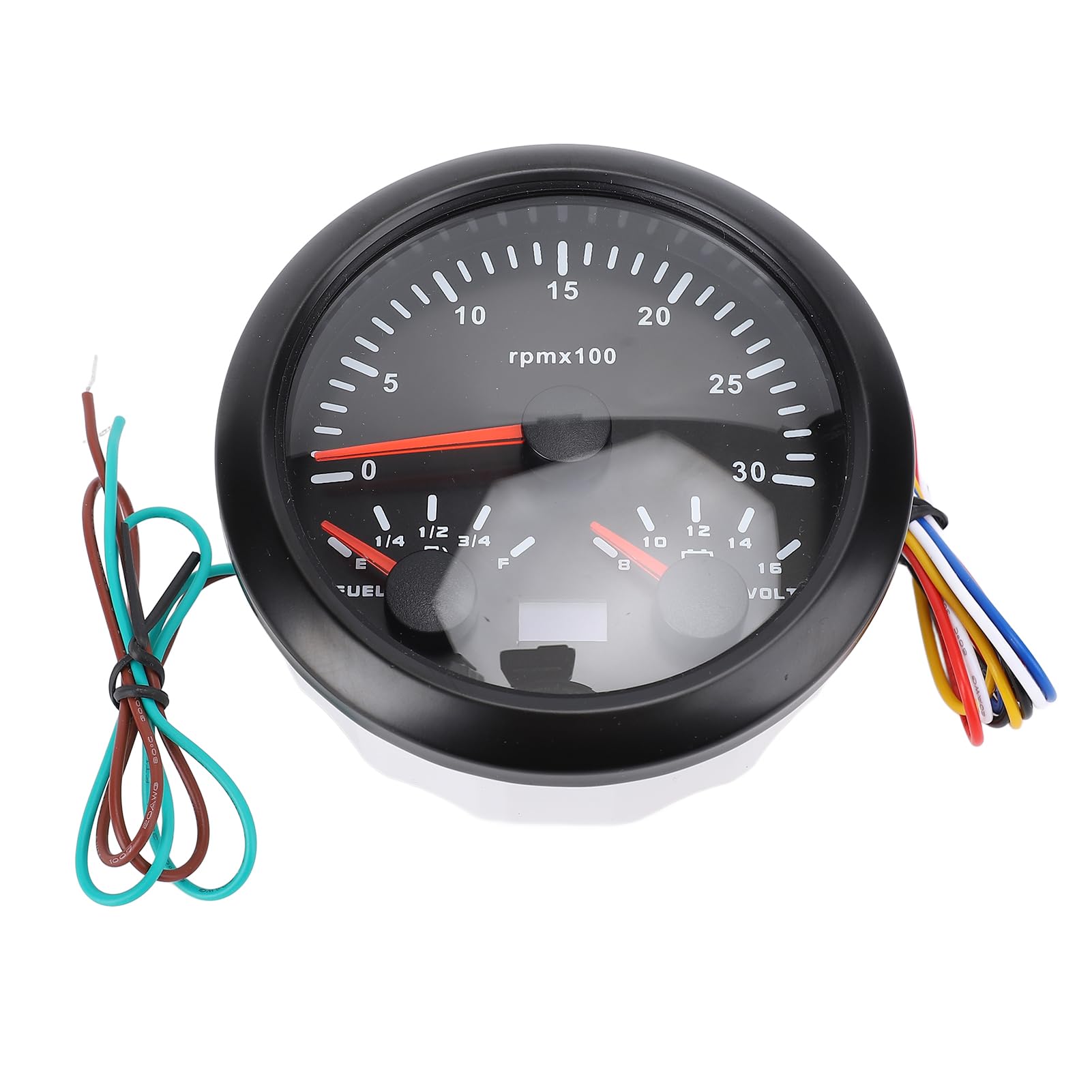 aqxreight 85 Mm Morski Tachometr 85 Mm Tachometr łodzi 3 w 1 Prędkościomierza 3000 Rpm Wskaźnik Napięcia Napięcia z 7 Kolorami Podświetlenie dla Ciężarówki RV Motocykl (aqxreightuap7gvo1th-12)
