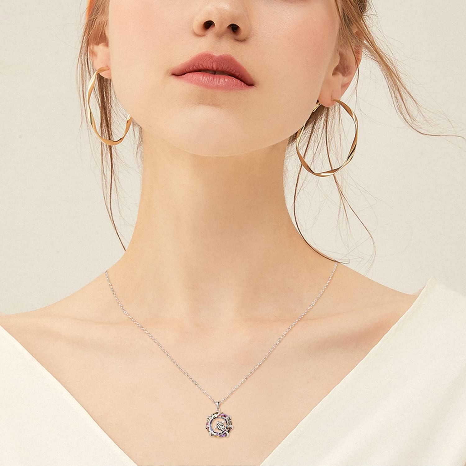 AENEAS Sea Turtle Necklaces for Women Sterling Silver Sea Turtle Pendant Necklace with Crystal Ocean Jewelry Gifts for Women - Image 4