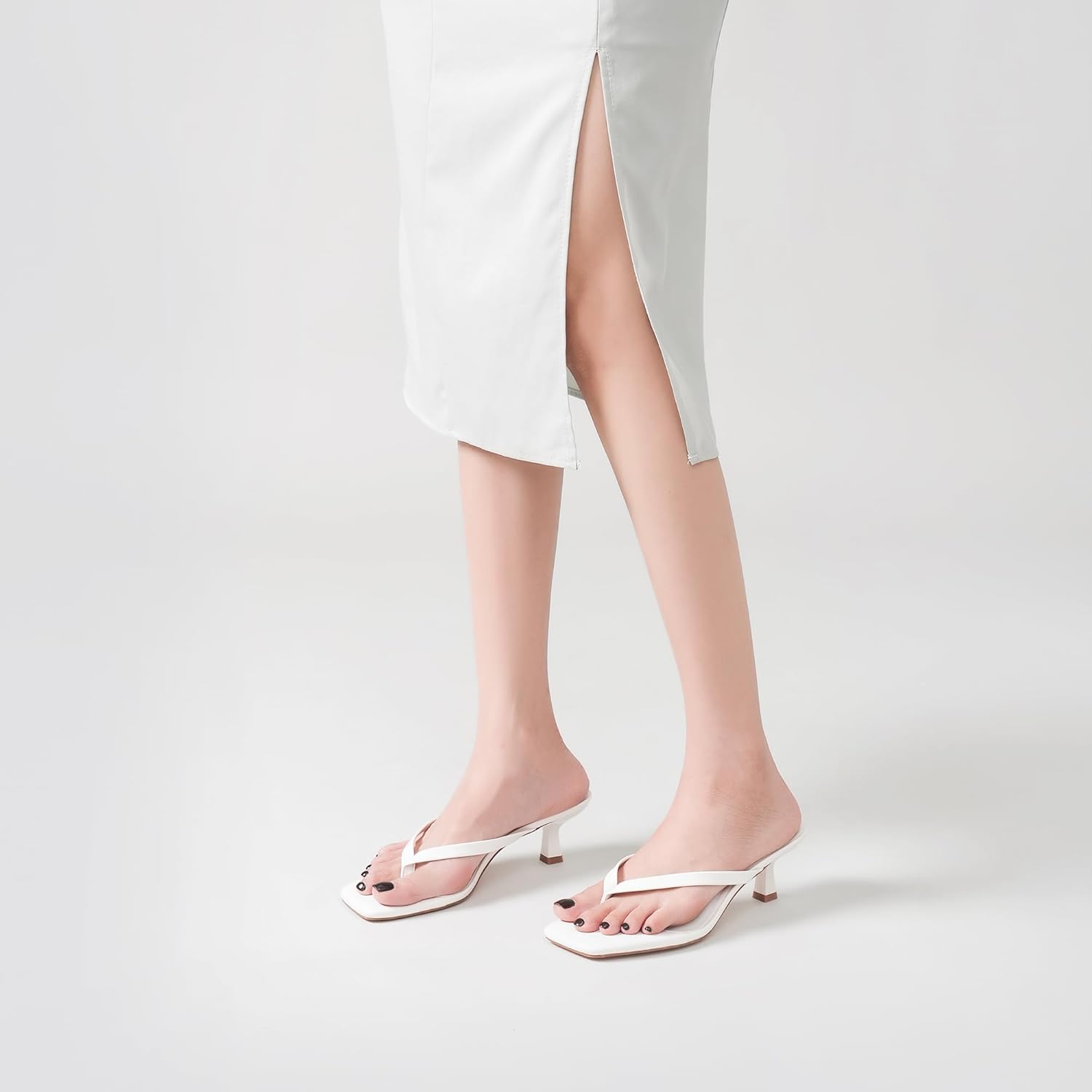 LULLASONG Women's Kitten Heels Sandals Square Open Toe Flip Flop Heels 1.8-2 Inch Heeled Sandals for Women - Image 6