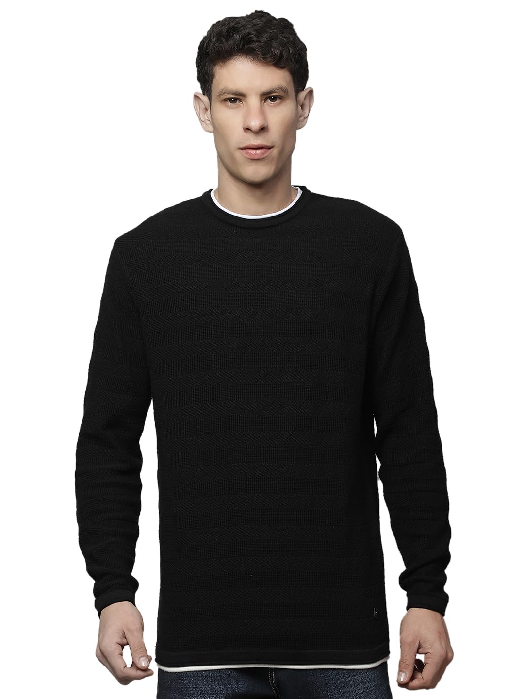 cantabil Sweater for Men | Winter Wear Cotton Fabric Pull-On Closure Round Neck Regular Fit Striped Pattern-picture-31