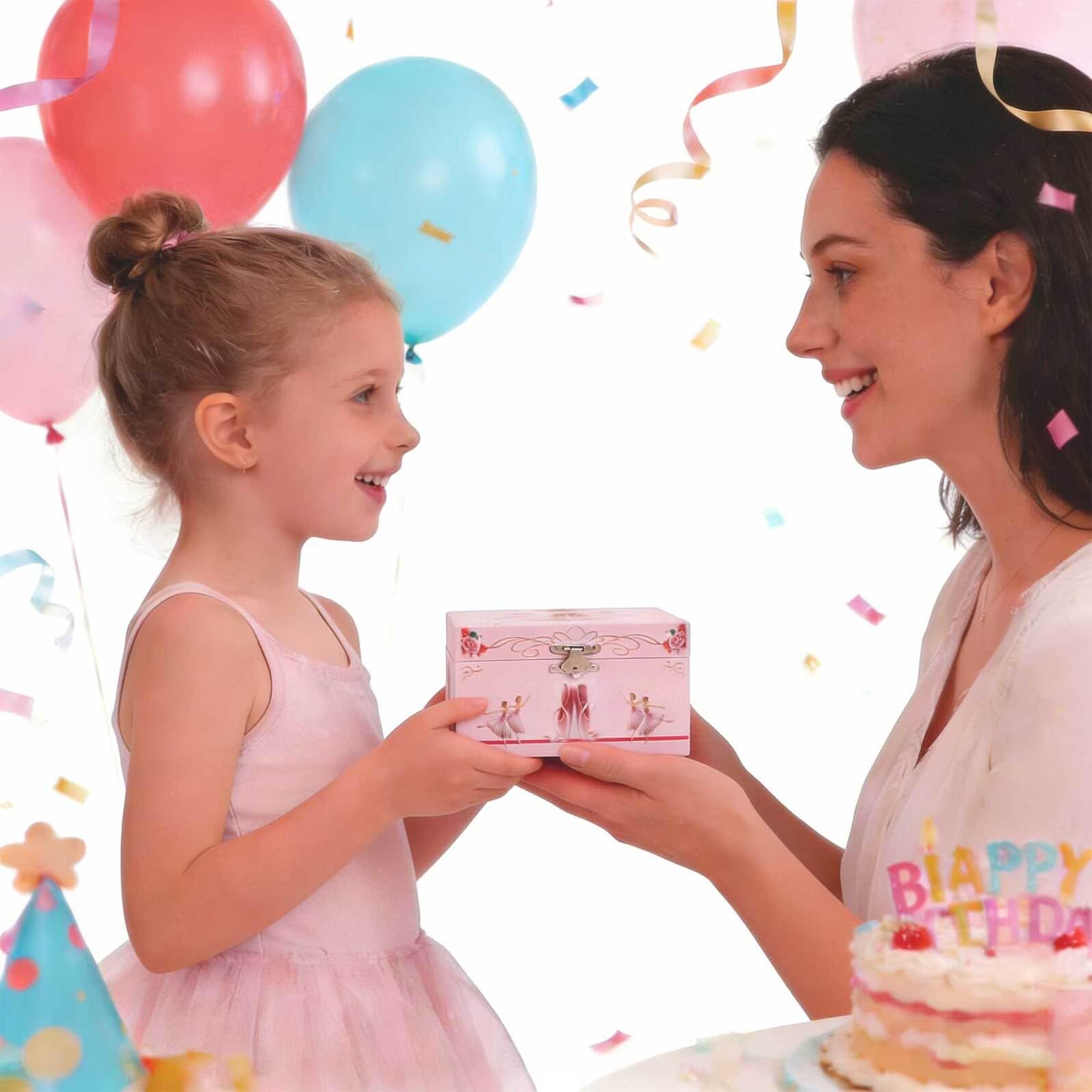 Ciieeo Joyero Musical para Niñas con Bailarina Giratoria de 5 Pulgadas, Caja de Música Ballet Rosa, Almacenamiento de Joyas Compacto, Obsequio Adecuado para Cumpleaños Infantiles