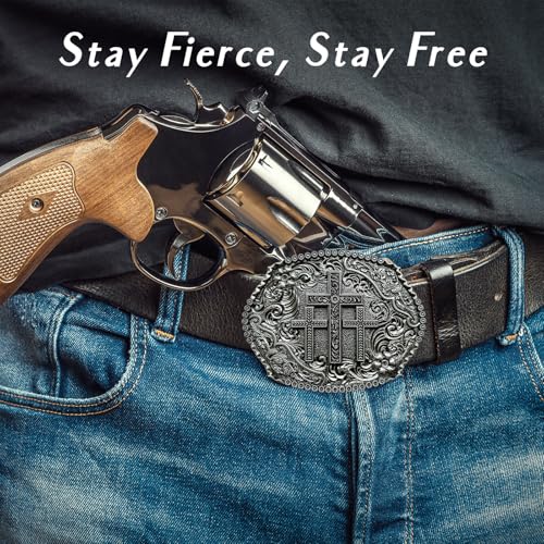 Image of Religious Cross Western Belt Buckles for Men Cowboy Belt Buckle Cowgirl Faith Belt Buckles