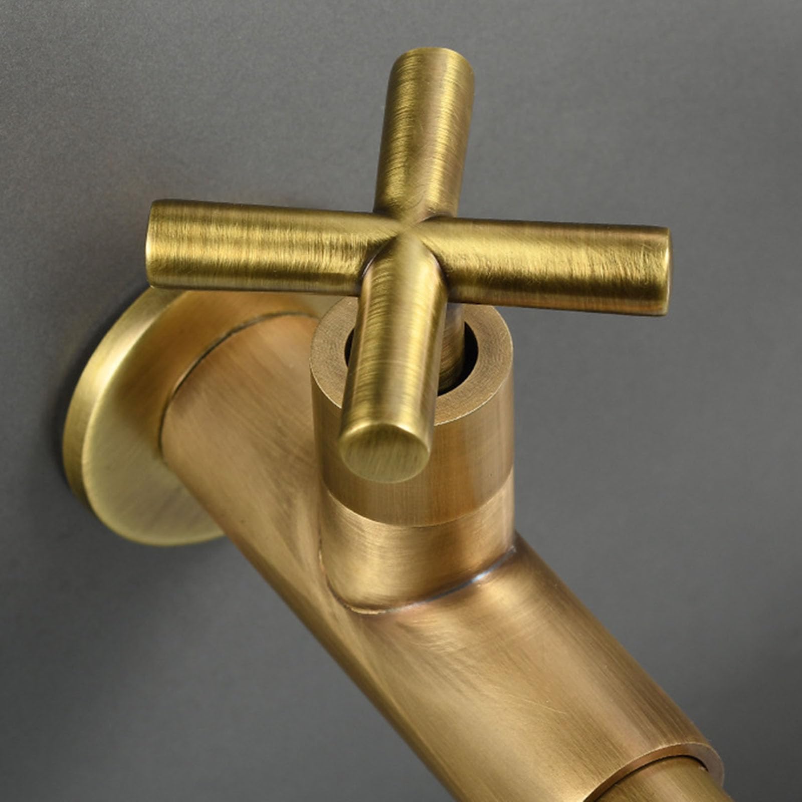 Grifos para Lavabos de Baño Antiguo Grifo de Fregadero de Latón Grifo de Lavabo Agua Fria de Pared Grifo Cocina Fregadero Caño Largo Grifo Giratorio,Color Antiguo,23Cm