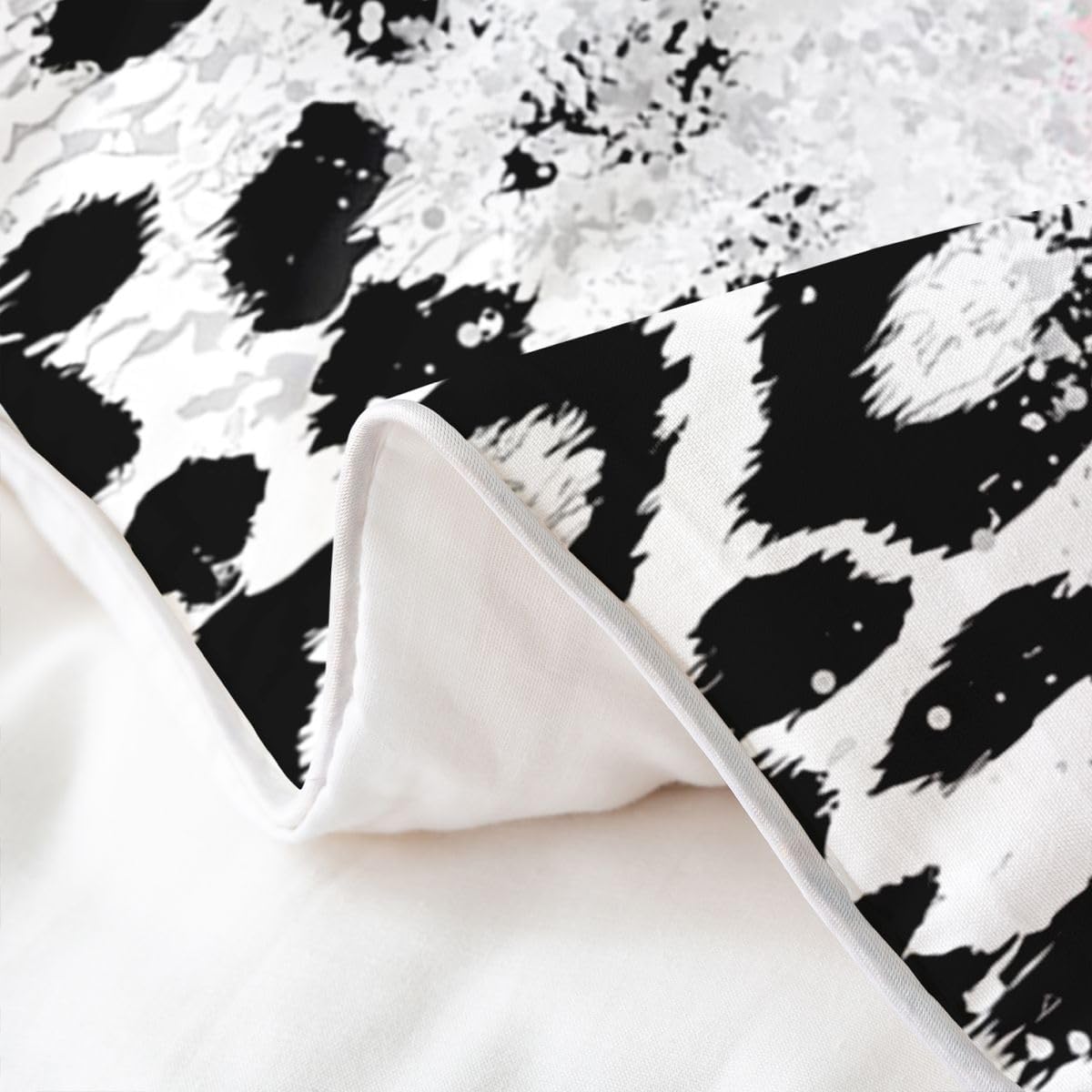 Ombre Pink 100% Cotton Duvet Cover Queen, Pink Silver Leopard Glitter Bedding Set for Kids Glam Glitter Art Comforter Cover Boys Girls Bling Shiny (Not Glitter) Bedspread Cover with 2 Pillow Case