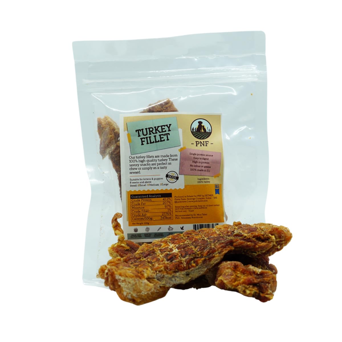 Turkey Fillet Dog Treats, Made with 100% Natural Turkey (100g)