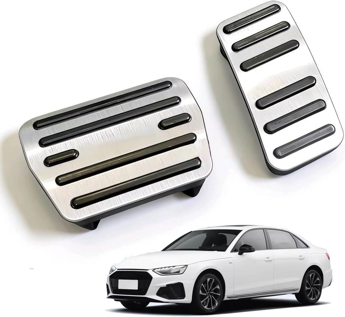 Car Pedal Covers for Audi A4 2017 2018 2019 2020 2021 2022 2023 2024 2025, Auto Aluminum Gas Pedal Covers Accessories Replacement, Non-Slip Accelerator Brake Foot Rest Pedals(Set of 2)