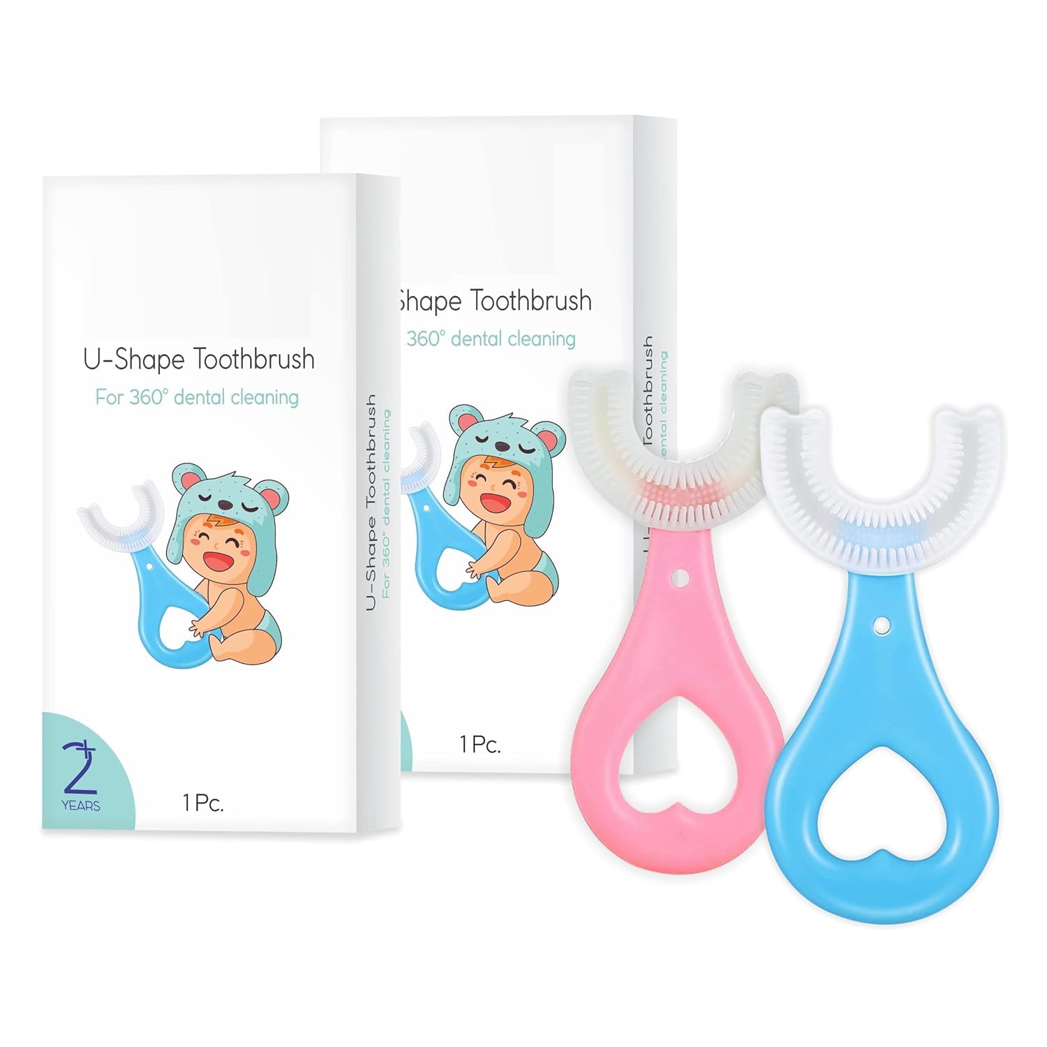 KESI ORNAMENTS 2 Pack Kids U Shaped Toothbrush with Soft Silicone Brush Head, Kids Toothbrushes Head Whole Mouth Toothbrush with Handle 360° Oral Teeth Cleaning for Toddler Toothbrush Age 2-6-image-36