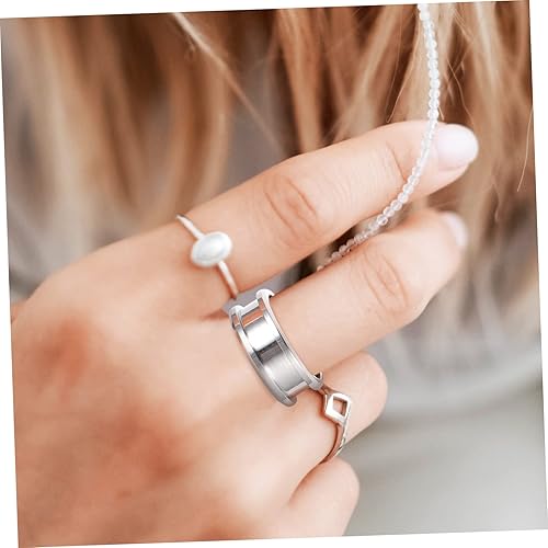 Miniatura 8 de EXCEART 24 piezas Core Jewelry Anillo de acero inoxidable para mujer pulido ranurado haciendo dedos en blanco Tings Comfort Smooth Rings Surface
