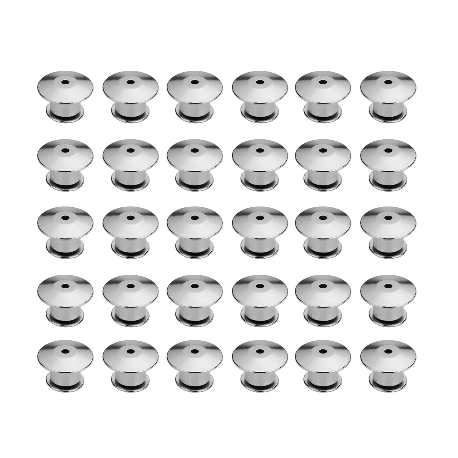 30 Pcs Silver Locking Pin Backs, Metal Badge Keepers for Jewelry Brooches DIY