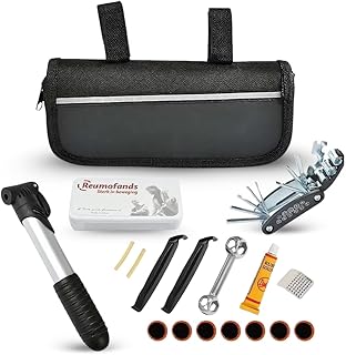 Kit de Reparo para Bicicleta 16 Peças, Bomba de Ar Portátil, Chaves e Ferramentas, Estojo Compacto 24x12cm, 480g