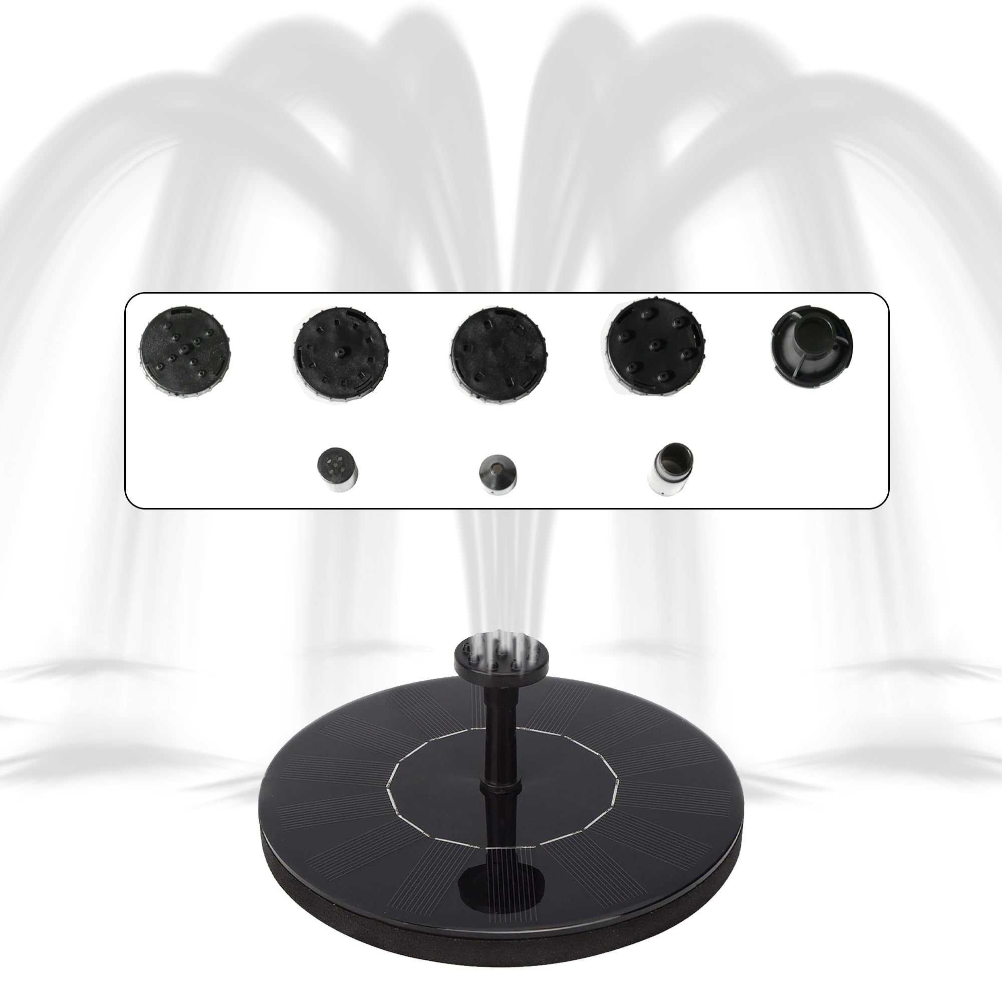 Homehop Solar Fountain for Garden Decorative Waterfall Sprinkler Floating Pump for Home Outdoor, Pond, Aquarium, and Pool with 8 Nozzles (ABS)