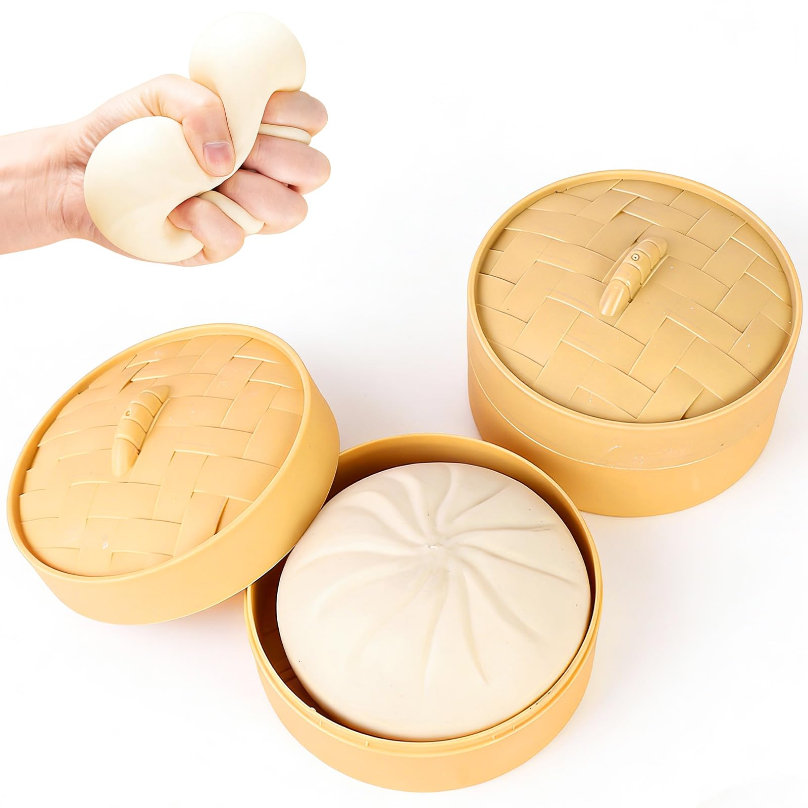 2pcs Giant Dumpling Mystery, Soft Dumplings Buns Bao, Squishy With Steamer Squeeze Decompression Buns for Relieving Stress for Adults Only