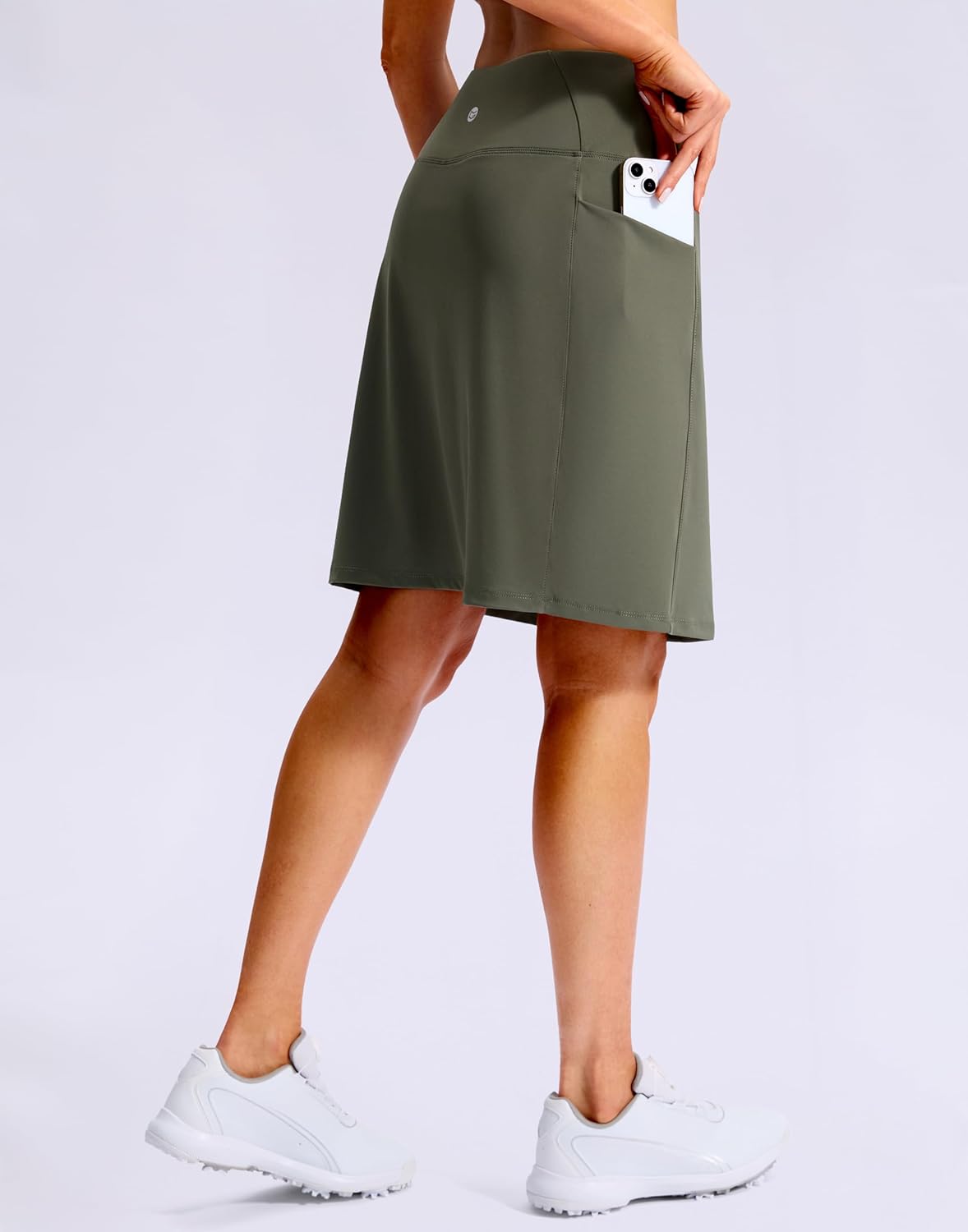 G Gradual Women's 20" Knee Length Golf Skirt Skort 4 Side Pockets Stretch High Waisted Tummy Control Skirt with Short - Image 6