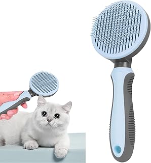 Cat Brush, Dog Brush, Pet Brush for Long and Short Hair，Self Cleaning Slicker Brush for Dogs and Cats, Pet Grooming Brush, Pet hair brush for Removes,Self-cleaning Slicker Brush Clean Pet Hair from Brush with One Button (Blue)